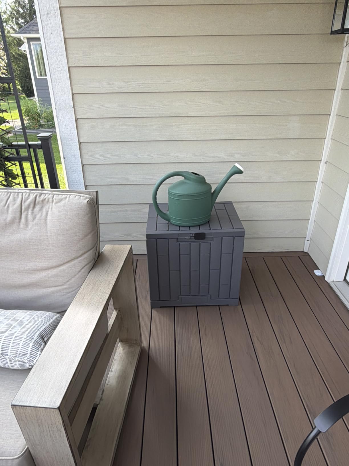 EAST OAK 120 Gallon Outdoor Storage Box | Large Resin Deck Box with Reinforced Stainless Steel Support | Waterproof & UV-Resistant Patio Storage Box for Cushions, Garden Tools & Accessories, Grey customer photo 1
