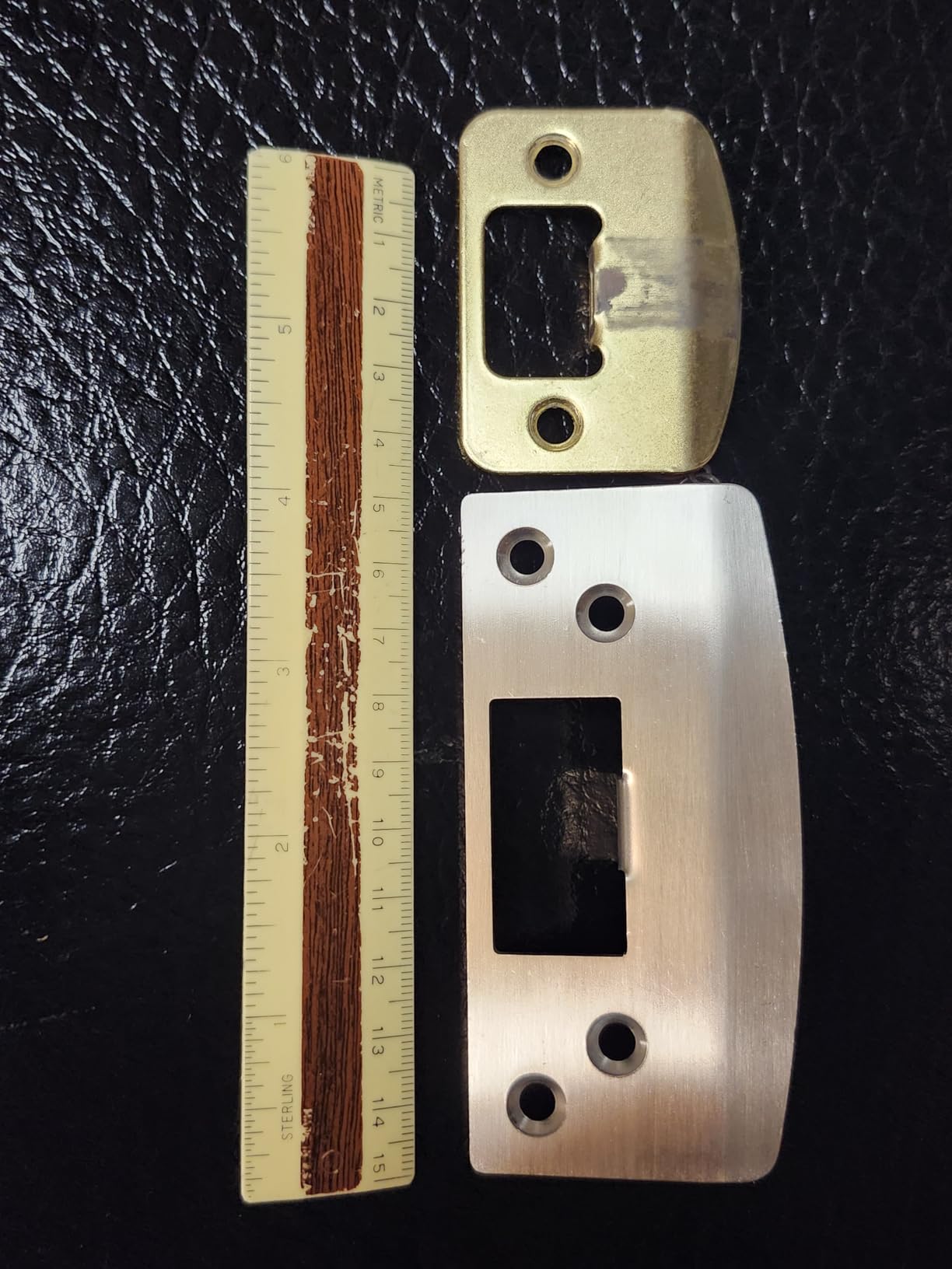 Oversized Door Strike Plate, Heavy Duty Reinforced Striker - Enlarged Hole, Extended to Cover Worn Slot, Jamb Repair Kit, Satin Nickel customer photo 2