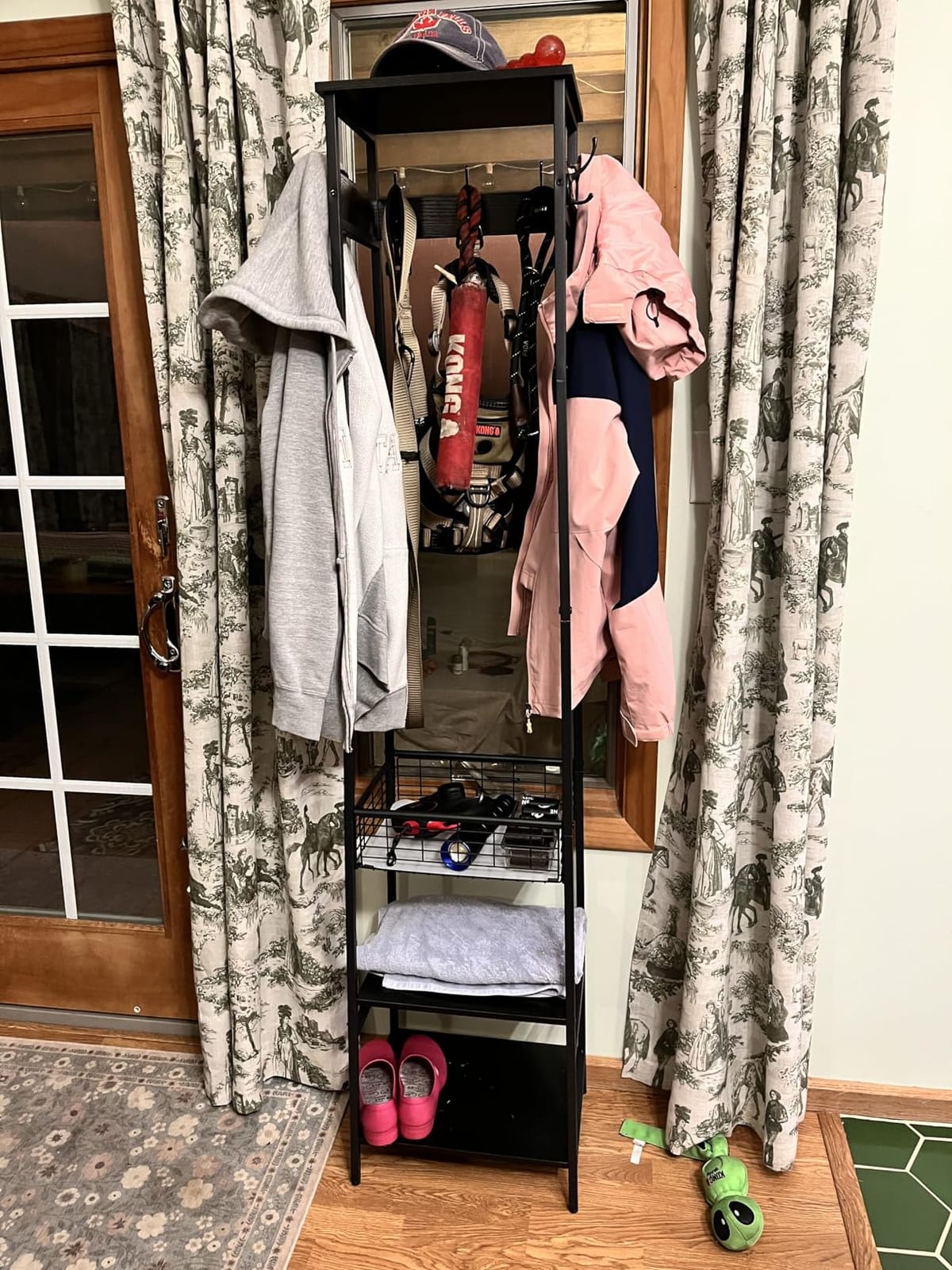 Coat Rack Freestanding with 3 Shelves and 7 Hooks | Coat Stand, Hall Tree Free Standing, Industrial Style, Rustic Brown and Black customer photo 1
