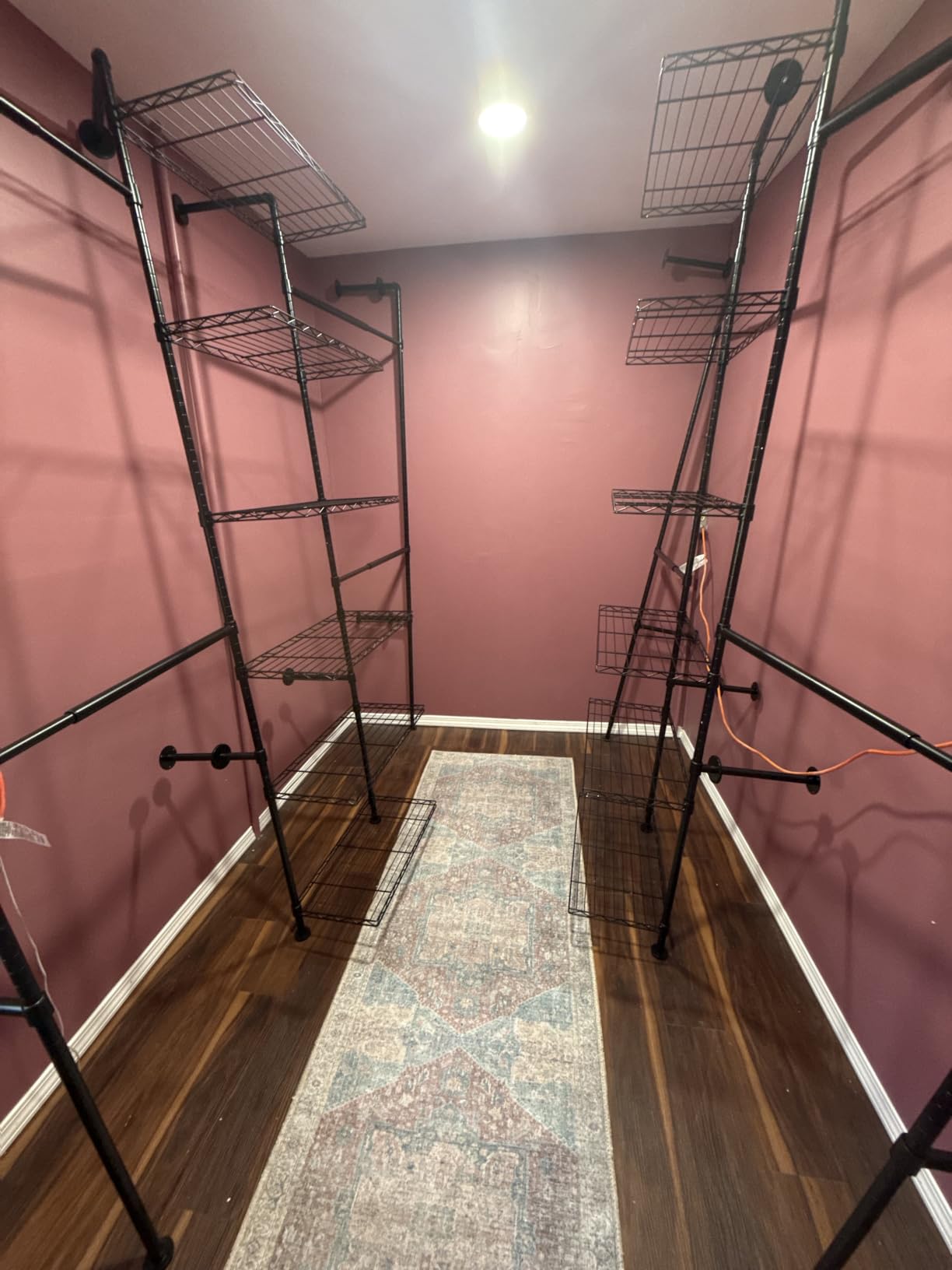 ONBRILL H3 Expandable Wall Mounted Closet System, Heavy Duty Clothing Rack | 5.4FT-8.1FT Closet Organizer with 4 Telescopic Rods & 6 Wire Shelves, Industrial Pipe Clothes Rack for Walk-in Closet, Black customer photo 1