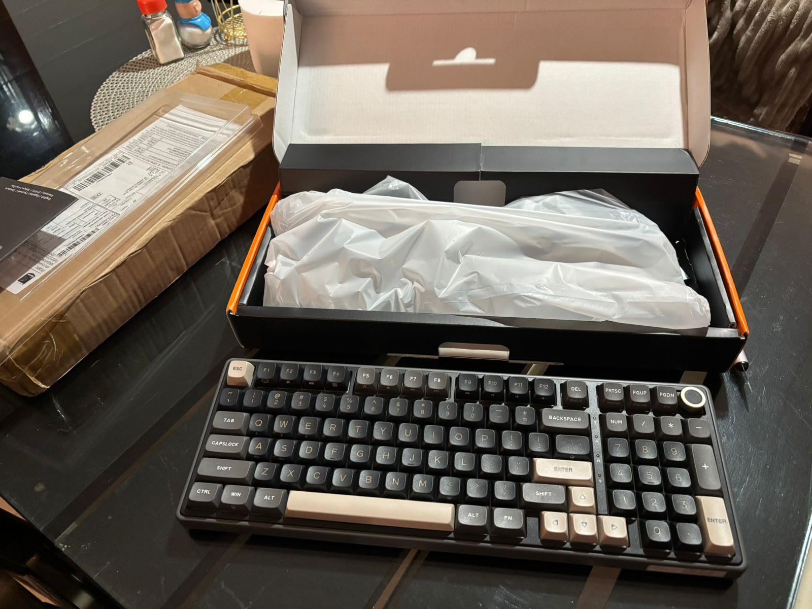 RK ROYAL KLUDGE R98 Pro Wireless Mechanical Keyboard, Creamy Bluetooth/2.4GHz/Wired RGB Gaming Keyboard with Number Pad and Knob, MDA Profile PBT Keycaps, Gasket Hot Swappable Linear Switch, Black customer photo 1