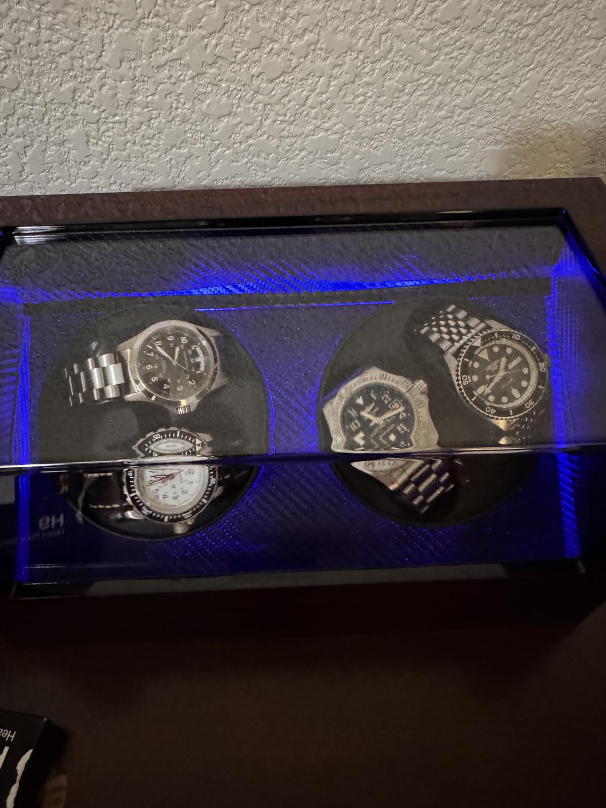 ANWBROAD Watch Winders For Automatic Watches, Watch Turner For Automatic | Automatic Watch Winder Box With LED Light, 4 Watch Winder, 4 Watch Rotator And Super Quiet Motor And 4 Rotation Mode, UJWW011Y customer photo 1