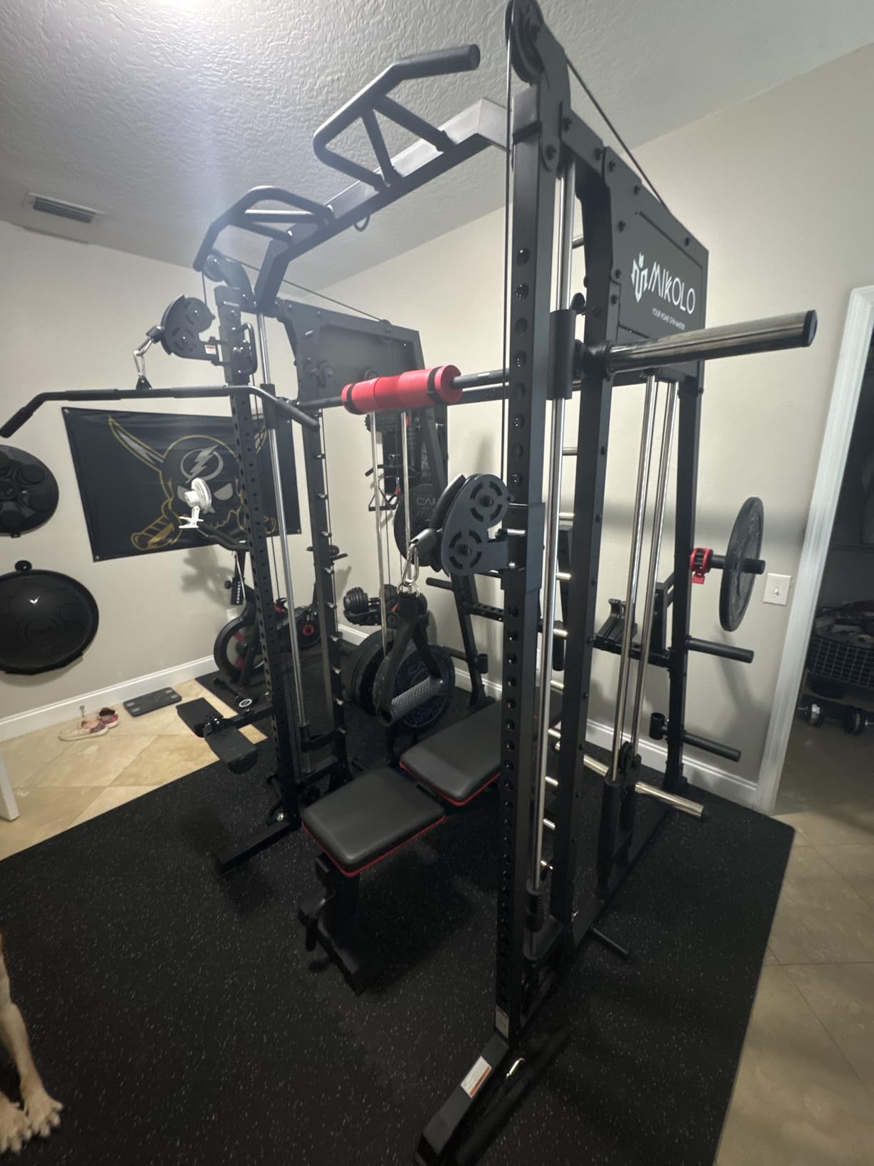 Mikolo M4 2.0 Smith Machine, 2200lbs Squat Rack with LAT-Pull Down System & Cable Crossover Machine, Training Equipment with Leg Hold-Down Attachment customer photo 2