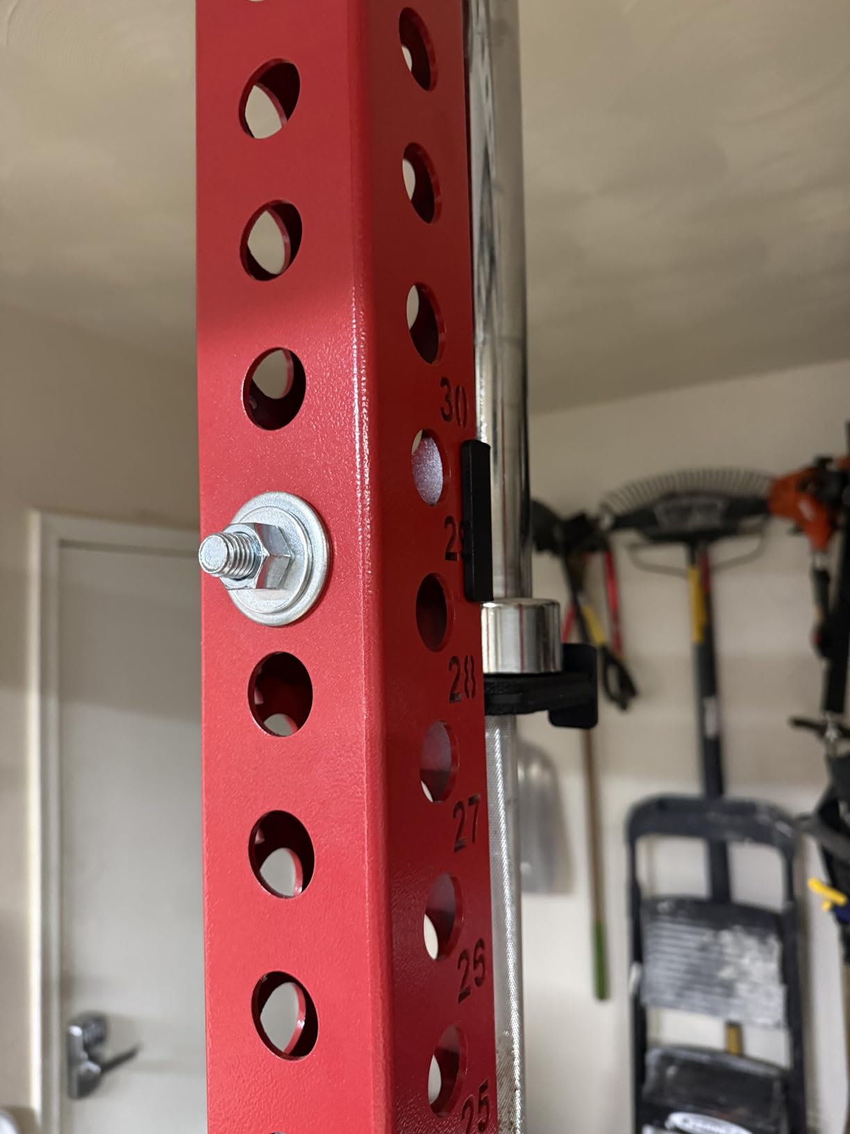 Rack-Mounted Olympic Barbell Holder for 2x2 & 2x3 Power Racks, No Drilling Required - Heavy-Duty Steel Storage with Protective Padding, Space-Saving Gym Equipment customer photo 1