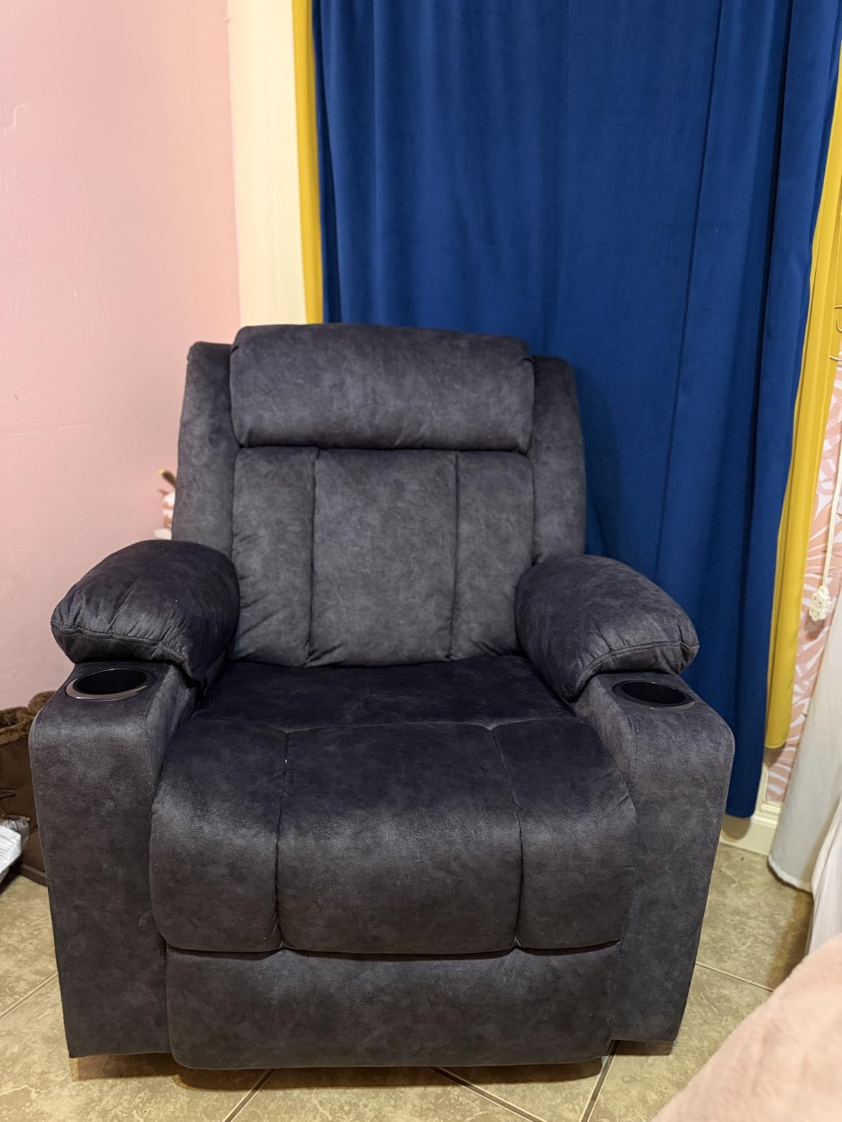 LAFWELL Rocking Recliner Chair, Massage Rocker Recliner Chair with Vibration Massage and Heat, USB and Type-C Ports, 360 Swivel Faux Leather Chairs, Living Room, Bedroom, Nursery, RV, Black customer photo 2