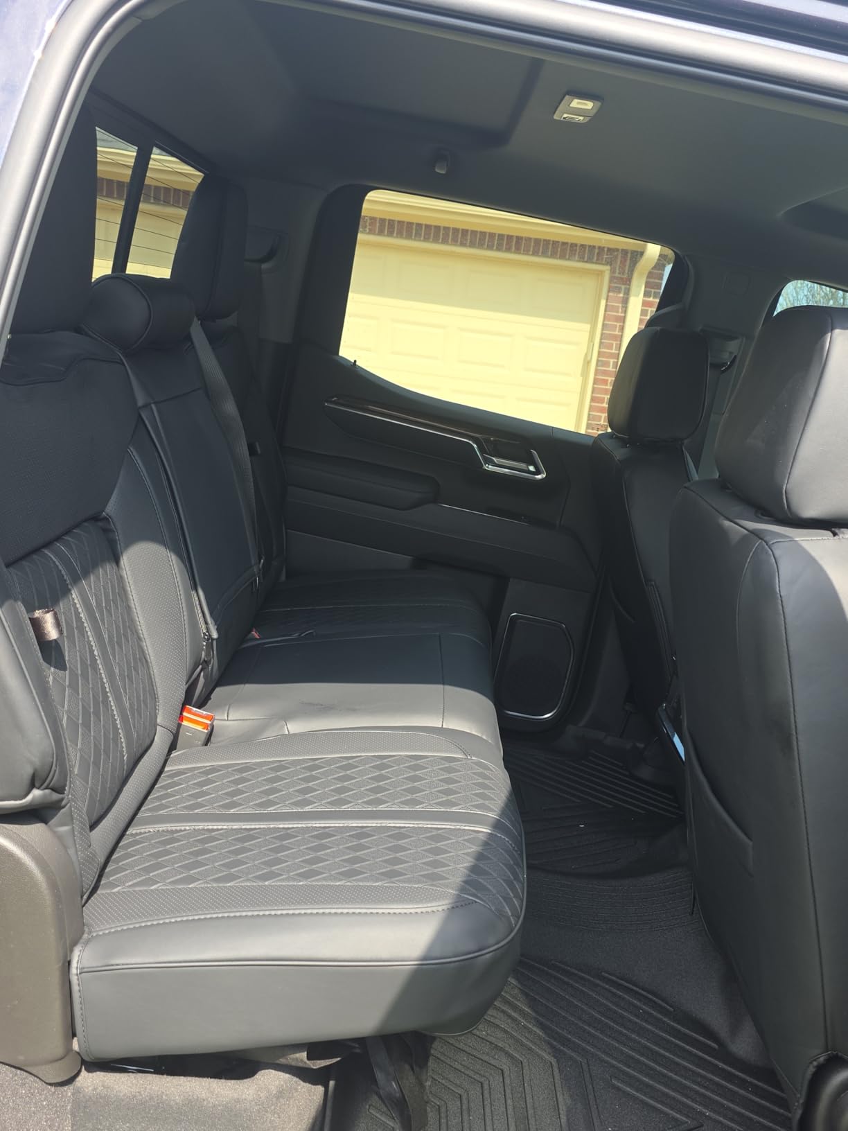 RIDEPOSH Custom Fit Seat Covers for Silverado/Sierra 1500 2019-2026 CrewCab | Fits 2500/3500HD 2020-2026, no Rear Armrest/Seatback Storage, Faux leather, Protective, Scratch-resistant, Easy-clean customer photo 1