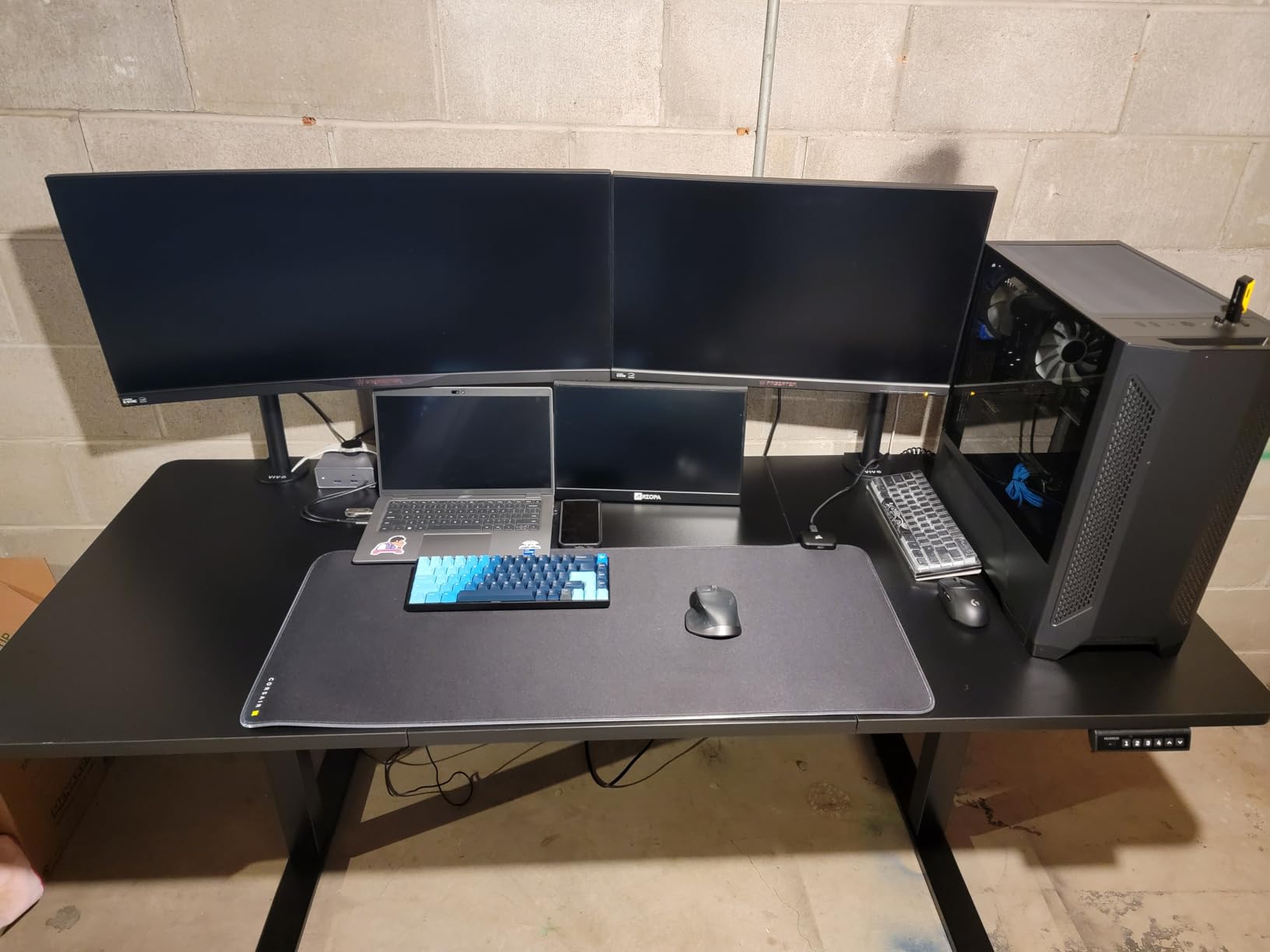 HUANUO 71 x 30 Inch Large Electric Standing Desk, Brushless Motor, Vintage | 30 Inch Deep Desktop, 220 lb Capacity, 4 Memory Presets, Cable Tray, Dual Hooks, Height 27.9-46.5 Inch customer photo 1