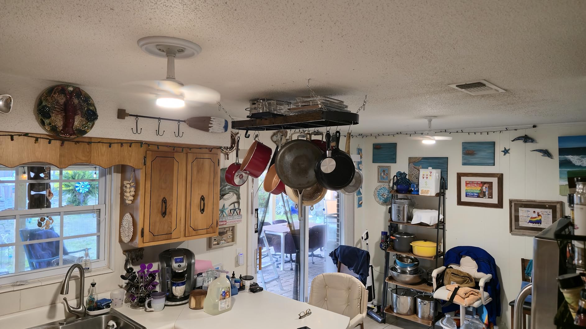 CHOEZON 39.4-Inch Hanging Pot Rack, Space-Saving Pot Hanger for Kitchen, Ceiling Pan Hanging Rack with 16 Detachable S Hooks, Sturdy Metal Frame, Industrial Style, Rustic Brown and Black customer photo 2