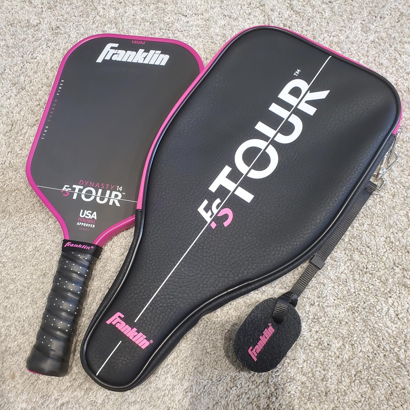 Franklin Sports Pro Pickleball Paddle Set - FS Tour Series Carbon Fiber Paddle, Cover + Eraser - 14mm + 16mm customer photo 2