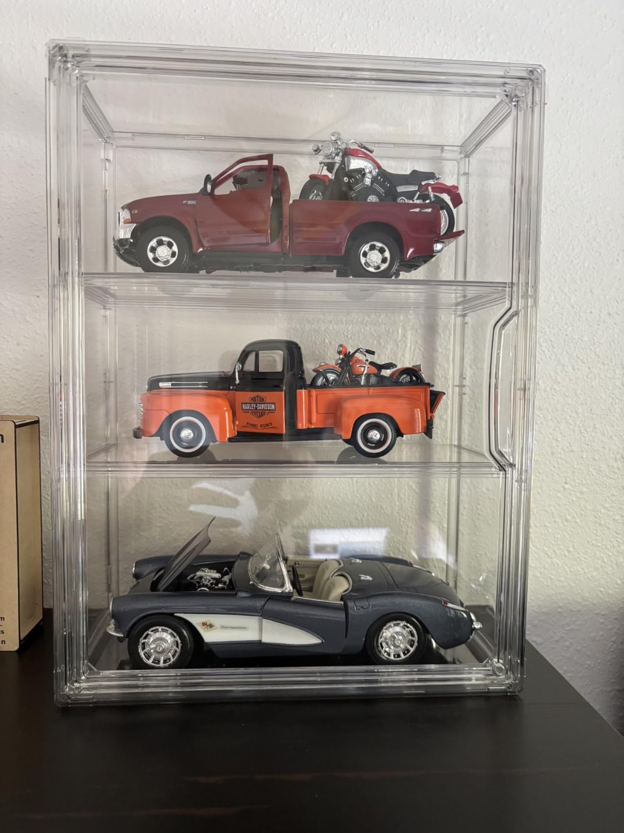 3 Tier Clear Display Case for Figures, Wall-Mounted Acrylic Storage Organizer Box, Stackable Display Cabinet with Magnetic Door & Removable Shelves, Showcase for Collectibles, Figures customer photo 1