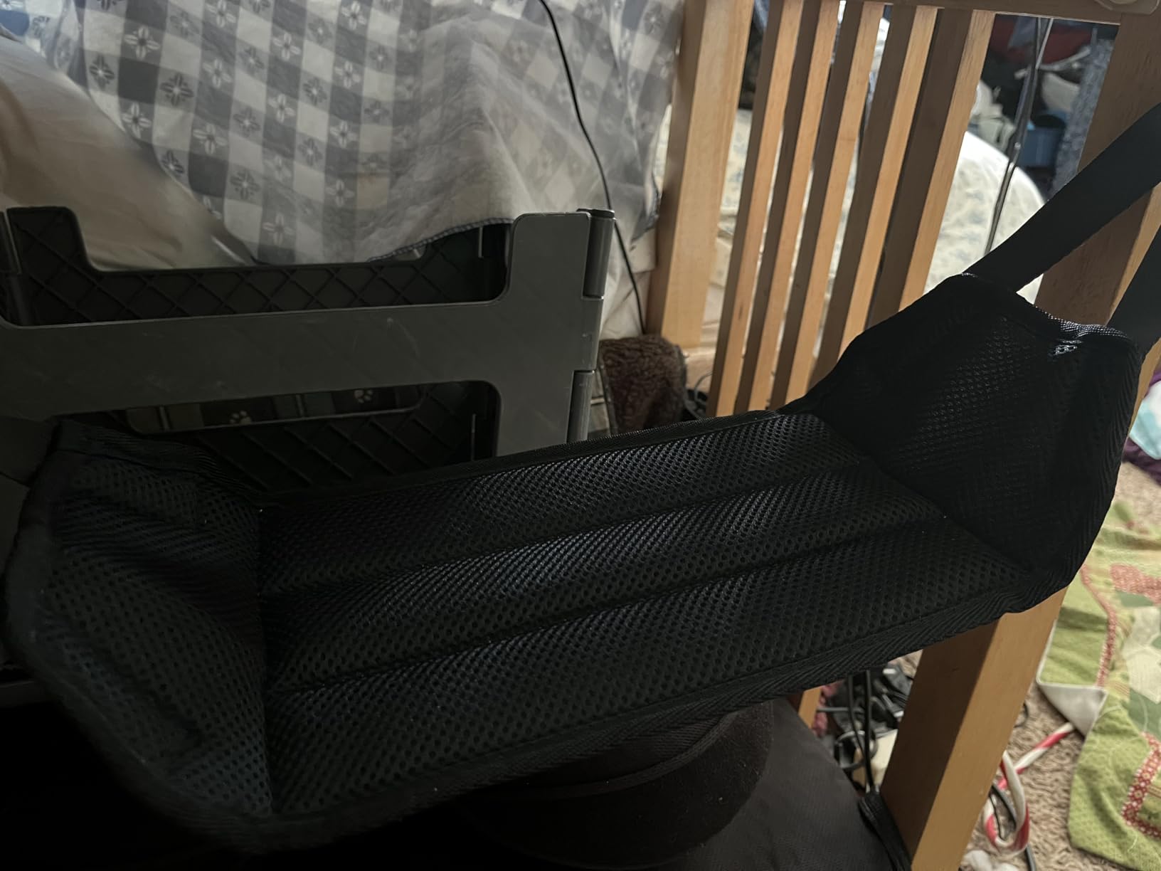 Foot Hammock for Plane Travel, No Collapse Thickened Bamboo for Long Flight | Airplane Foot Hammock with Extended Adjustment Strap, Desk Foot Hammock to Relax Your Feet customer photo 2
