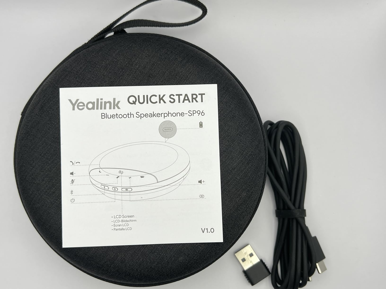 Yealink Bluetooth Speakerphone SP96 Support Daisy-Chain 26H Talk Time Teams Certified 65mm Conference Speaker and 6 Microphones Smart AI Noise-Canceling 5m Voice Pickup Radius 1.2m USB C/A 400g customer photo 2