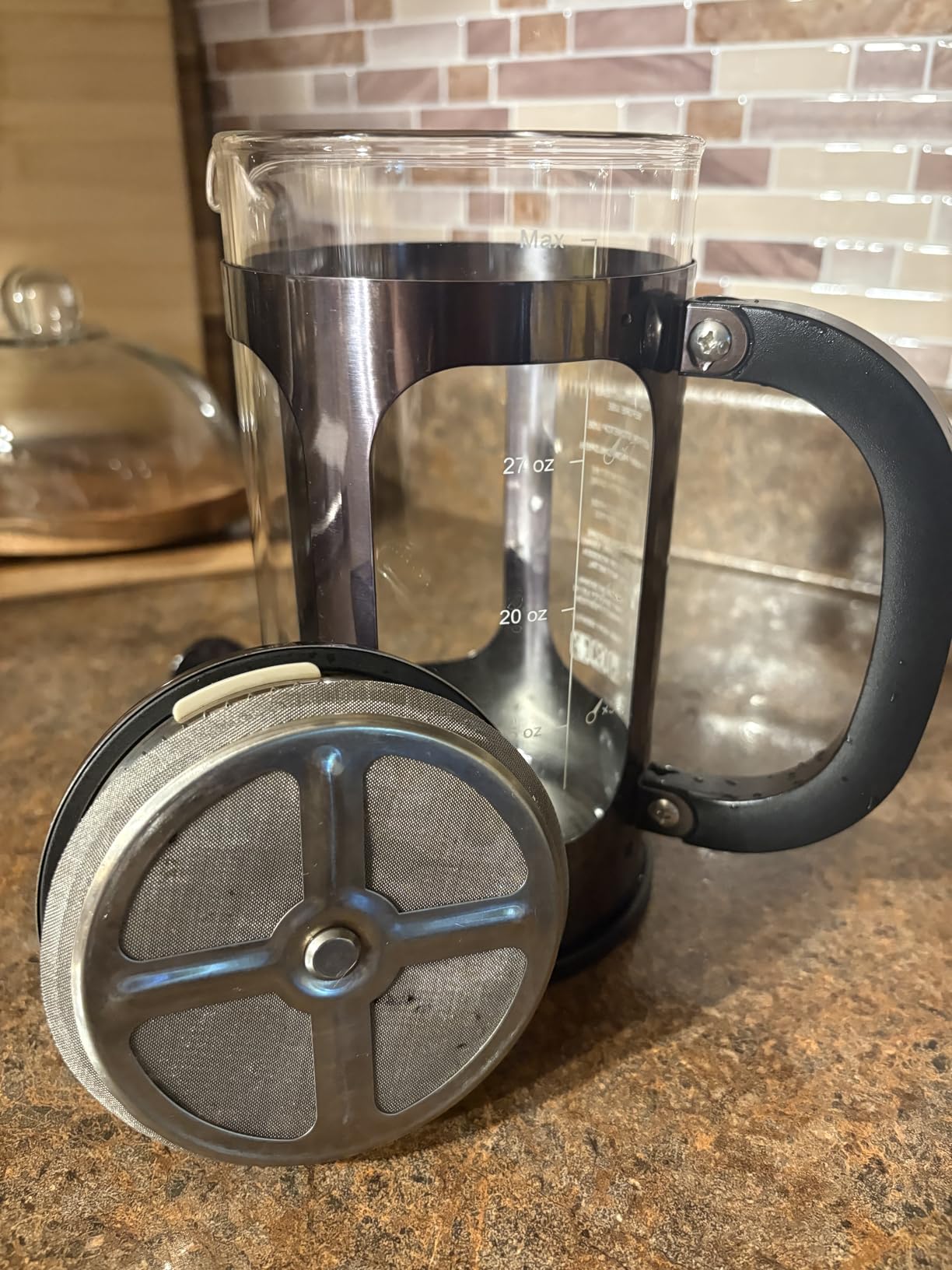 Veken French Press Coffee Maker, No Plastic Touching Cafe,34oz 1 L Cafetera | Thickened Glass Stainless Steel Brewer, Cold Brew Pot for Kitchen,Travel,Camping,Tea,Gifts,Bar Accessories, Decor,Dark Pewter customer photo 1