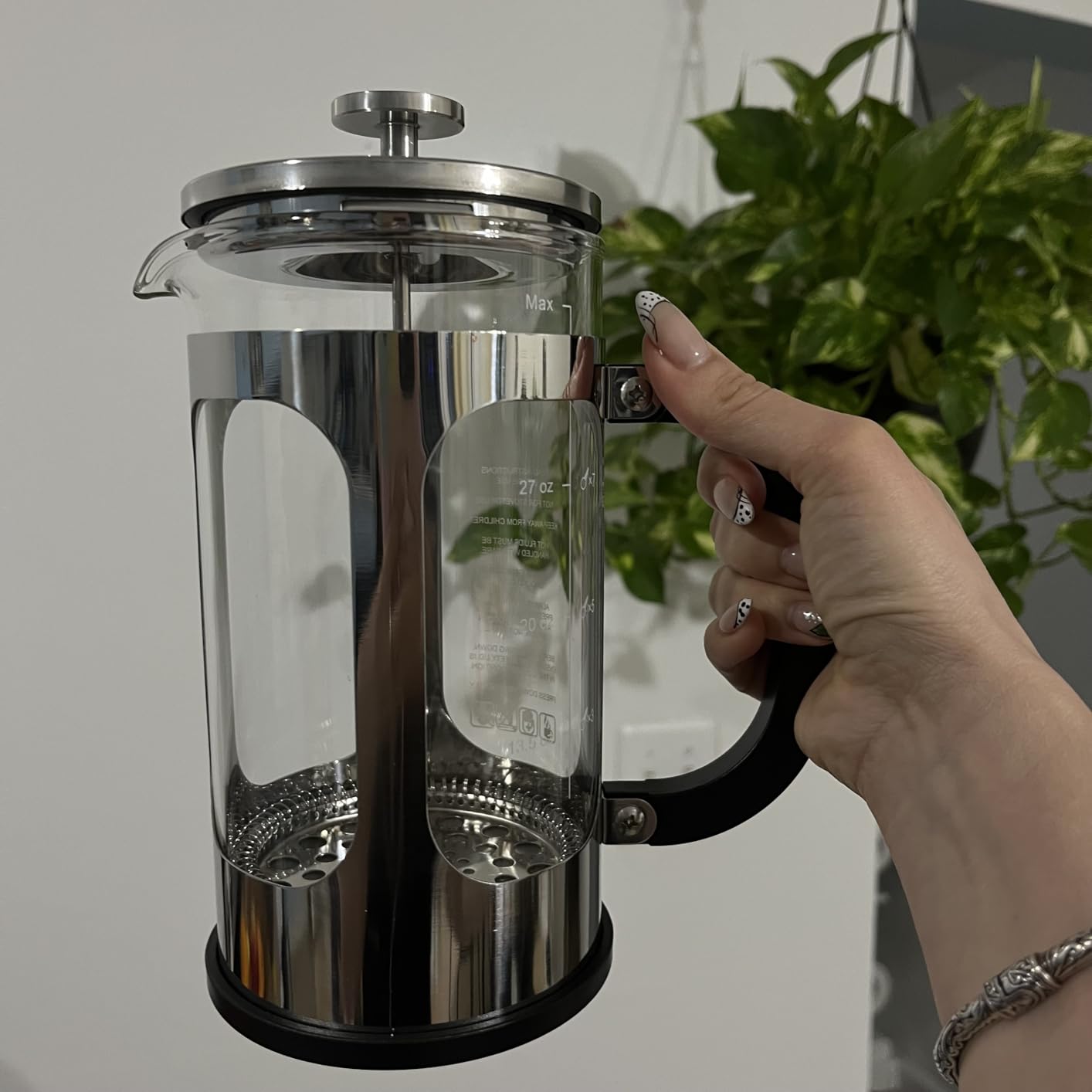 Veken French Press Coffee Maker, No Plastic Touching Cafe,34oz 1 L Cafetera | Thickened Glass Stainless Steel Brewer, Cold Brew Pot for Kitchen,Travel,Camping,Tea,Gifts,Bar Accessories, Decor,Dark Pewter customer photo 2