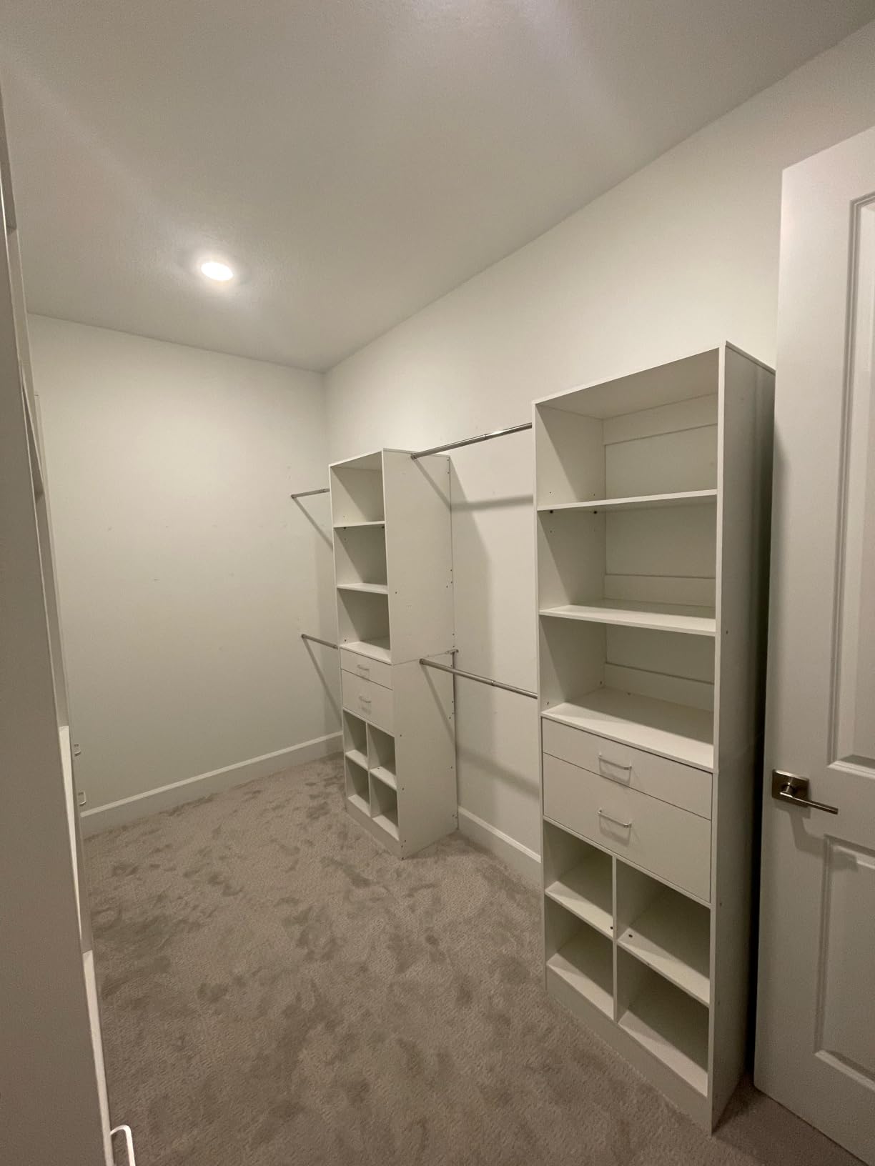 Besiost Closet System, 4-8 FT Closet Organizer Tower with 2 Wooden Drawers and 5 Hanging Rods, Can Fit 60 to 96 inch Walk-in Closet System, White customer photo 1