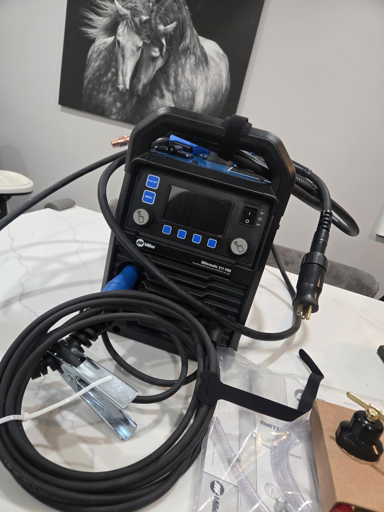 Millermatic 211 PRO MIG Welder Machine, Dual-Voltage, Auto-Set | 120/240V MIG welder; Welds steel, aluminum to 3/8 in thick; Features Auto-Set, Dyna-Pulse, upgradable software customer photo 1