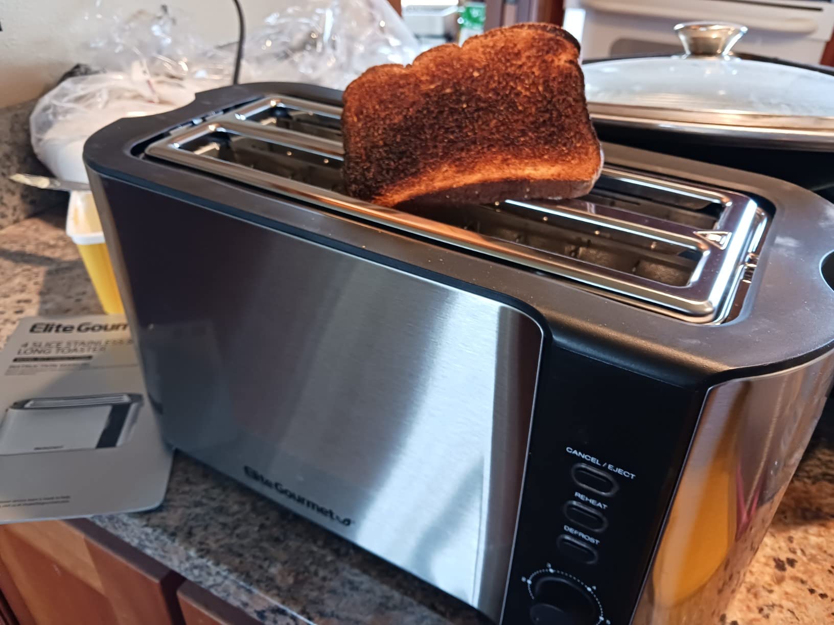 Elite Gourmet 4-Slice Long Slot Toaster, 1.5