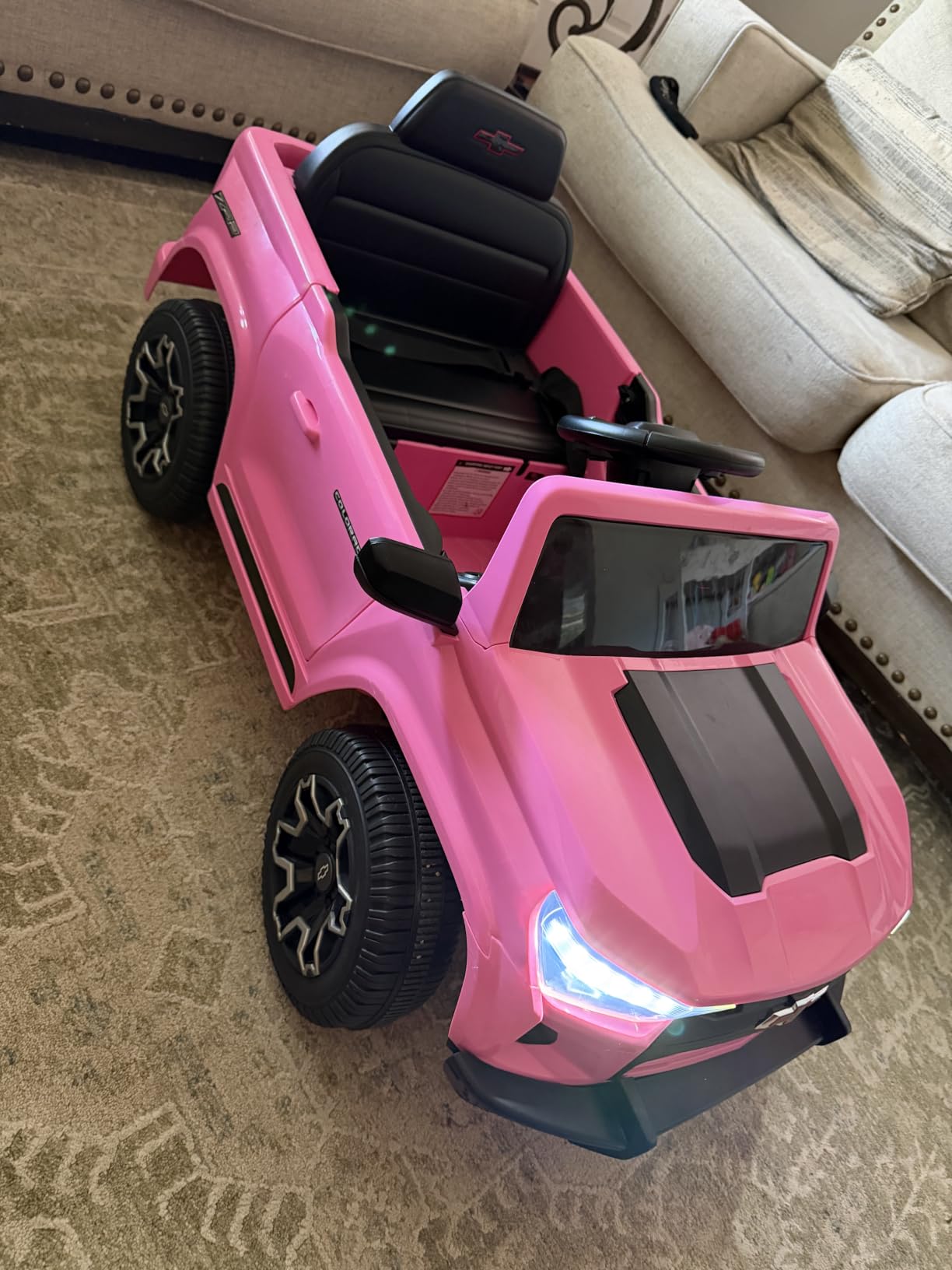 Winado 12V Licensed Chevrolet Colorado Electric Ride on Car for Kids, Pink | Ride on Toys for Toddlers w/ Remote Control, Battery Powered, Bluetooth, Soft Start, LED Lights customer photo 1
