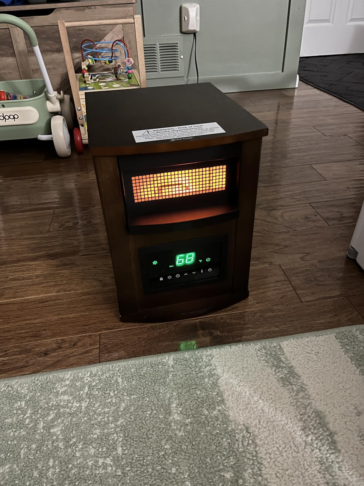 RealSmart 1500W Wood Cabinet Infrared Space Heater for Indoor Use | Electric Quartz Heater, Thermostat & ECO Mode, Remote Control, 12H Timer, Tip-Over & Overheat Protection, Large Rooms customer photo 1