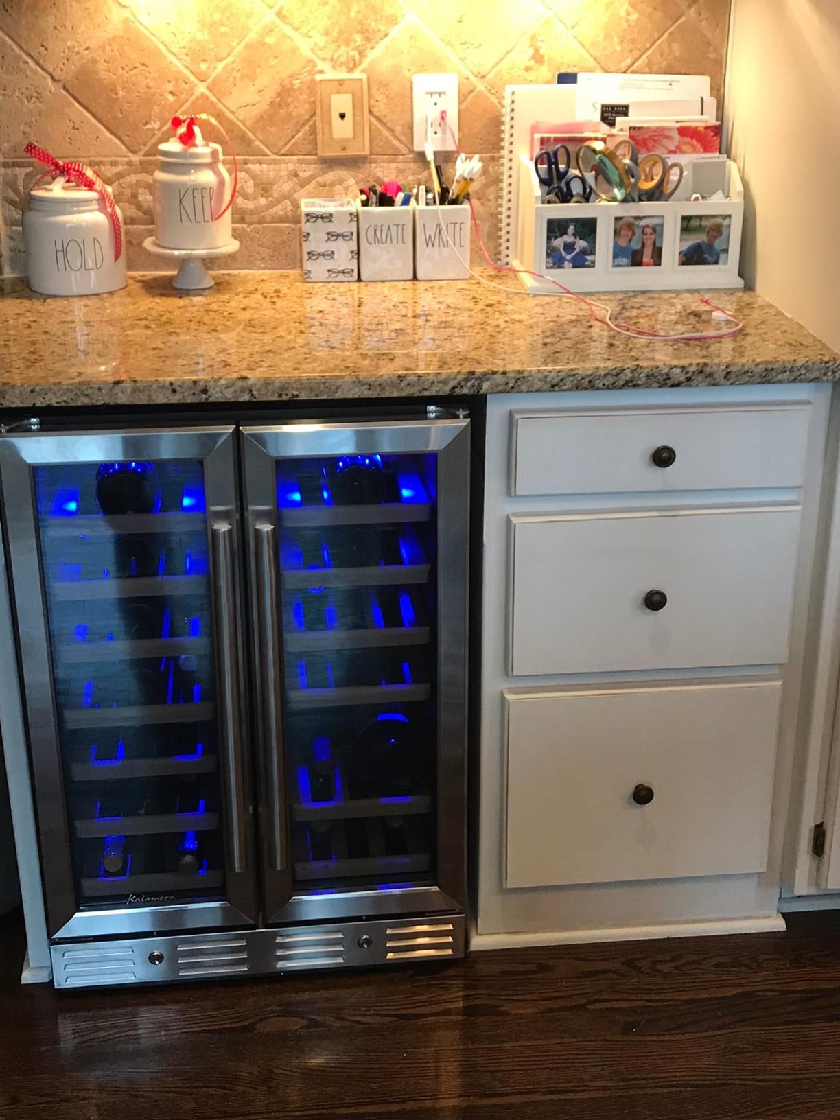 Kalamera Mini Fridge 24 Inch Undercounter Beverage and Wine Cooler | Built-in or Freestanding Beverage Refrigerator - 118 Cans & 15 Bottles Capacity with LED Light Glass Door customer photo 2