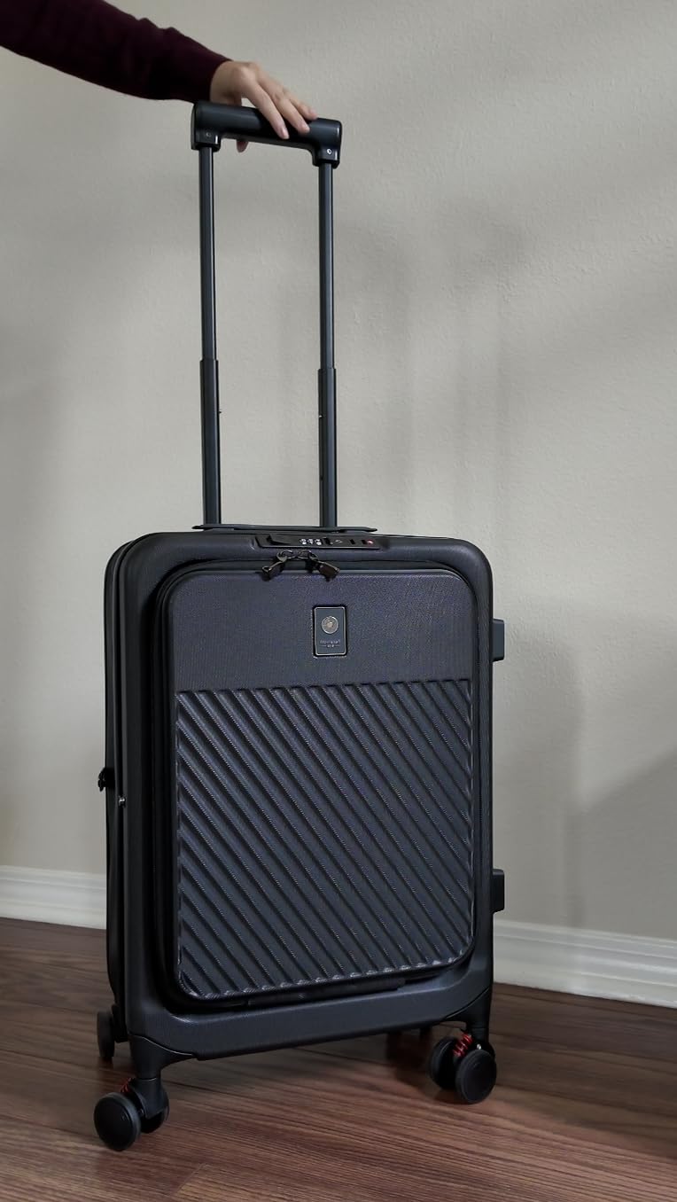 22-Inch Foldable Expandable Carry-On Spinner - Lightweight Airline-Approved Hardside Suitcase with USB Charging Port, TSA Lock, Laptop Sleeve, Bag Hook, Cup Holder, Phone Holder 22x14x9 customer photo 1
