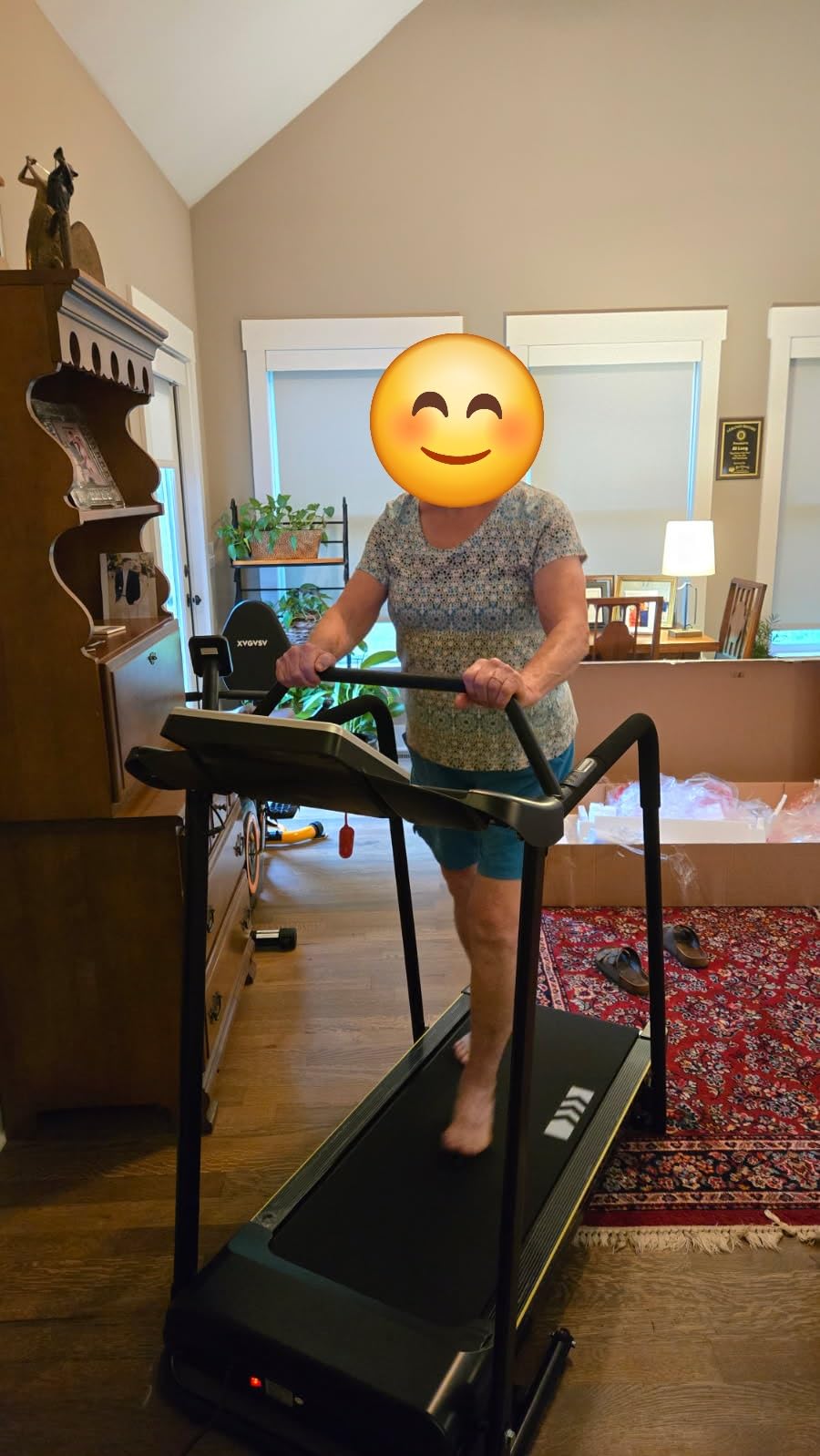 Redliro Treadmill for Seniors - 0.3mph Slow Start, Front & Long Handrails | 0-2% Incline, 300lb Capacity, Wheeled, Auto Lube, Soft Drop System, Screen Off Controls, Rehab Walker for Elderly Home Use customer photo 1