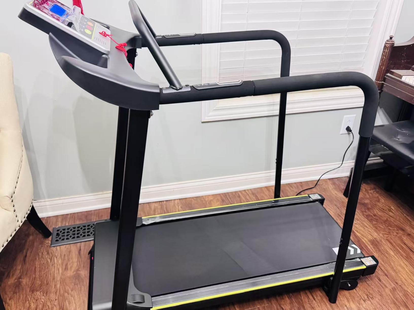 Redliro Treadmill for Seniors - 0.3mph Slow Start, Front & Long Handrails | 0-2% Incline, 300lb Capacity, Wheeled, Auto Lube, Soft Drop System, Screen Off Controls, Rehab Walker for Elderly Home Use customer photo 2