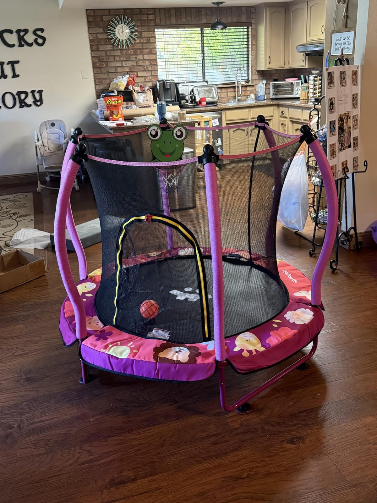 Happin 55'' Trampoline for Kids with Safety Enclosure, Indoor & Outdoor Toddler Trampoline, Ultra Safe Design with Multi Activity Accessories, Perfect Toddler Gift for Boys & Girls Ages 1-8 customer photo 1