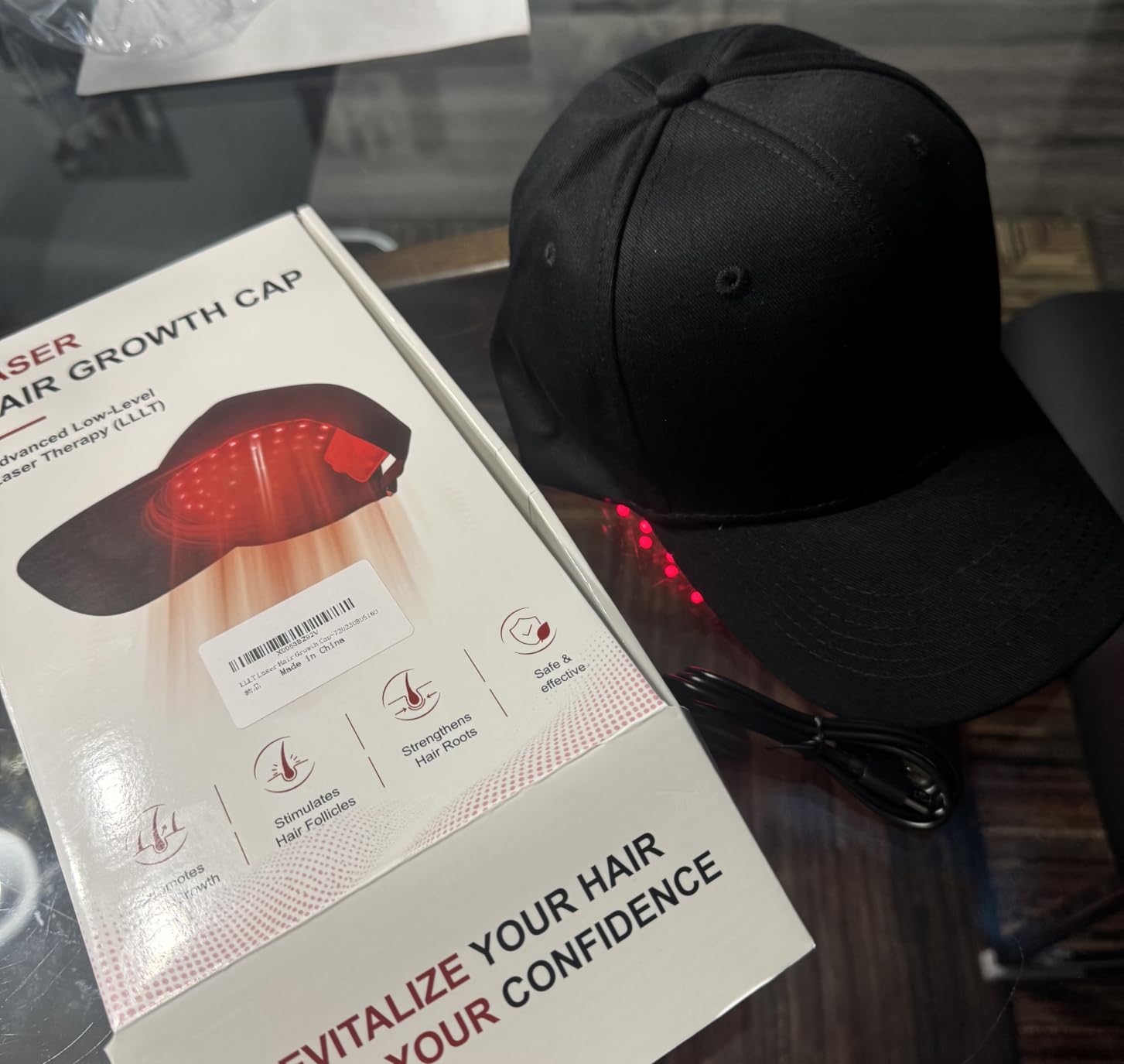 LLLT Laser Hair Growth Cap, 650nm Red Light Therapy Cap, Black customer photo 2