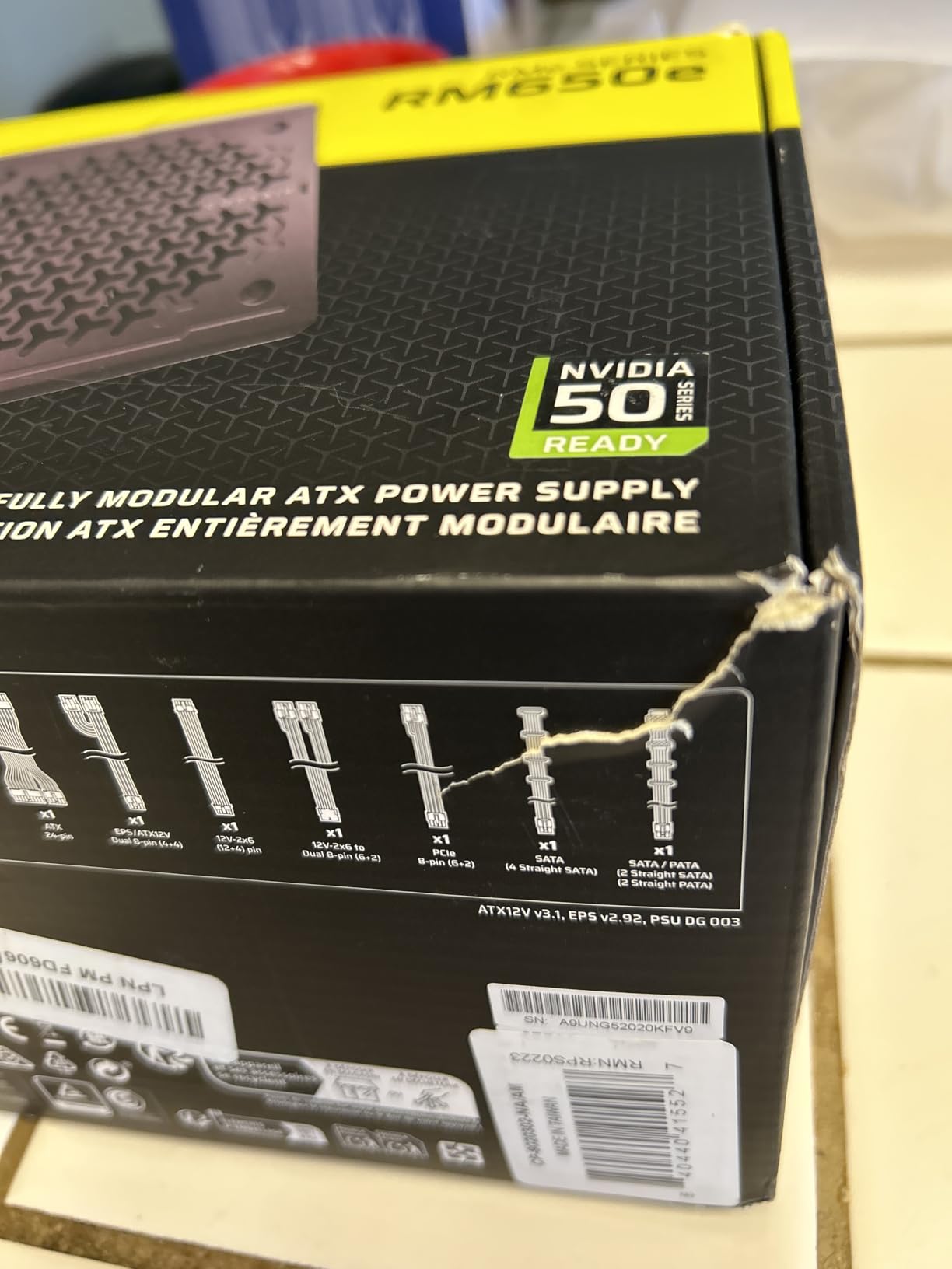 RM650e ATX 3.1 PCIe 5.1 Ready 650W Power Supply - Black | Native 12V-2x6 Cable Included, Low-Noise, Fully Modular, Cybenetics Gold, Modern Standby Mode, NA customer photo 1