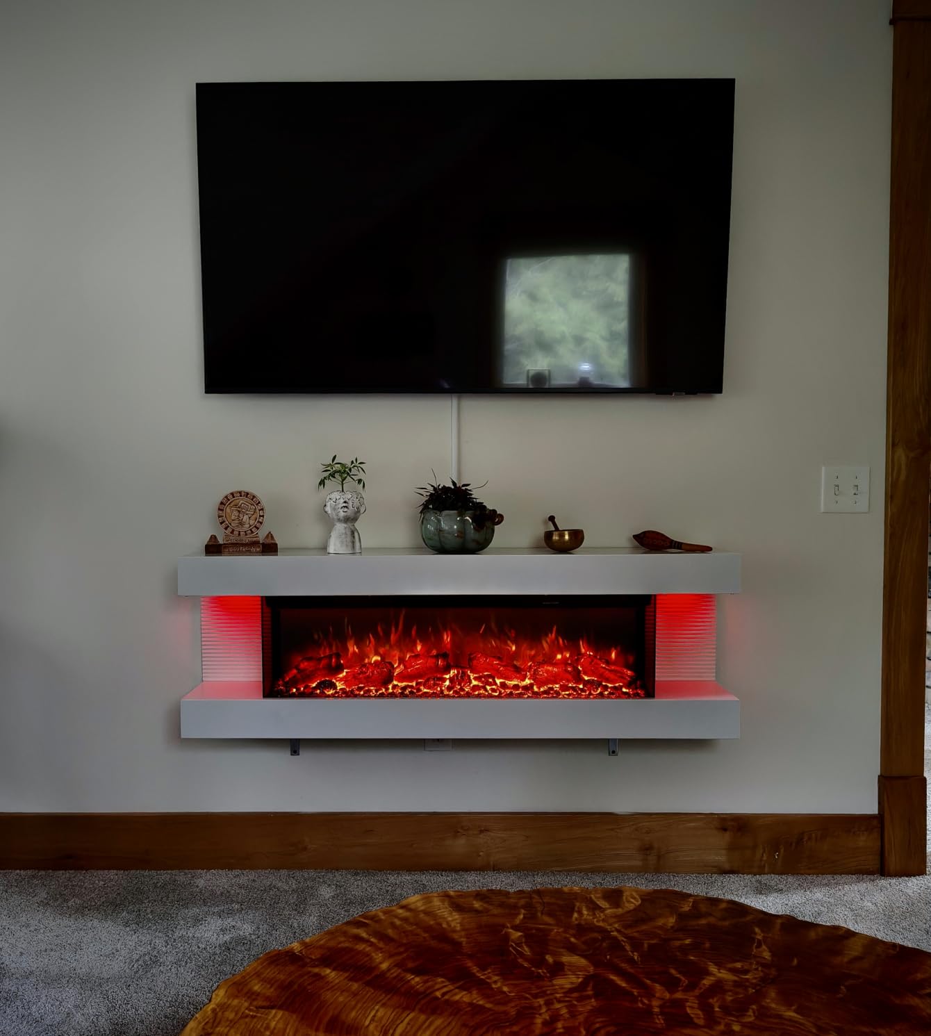 ORALNER 3 Sided Wall Mount Electric Fireplace w/ 50