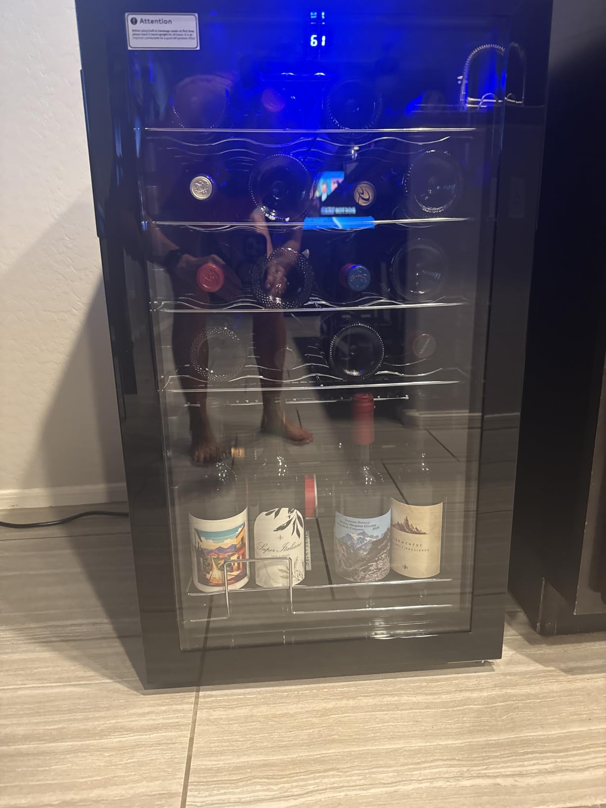 EUHOMY 25 bottle Wine Cooler Refrigerator, Wine Fridge Glass Door, Silver | 3.2 Cu.ft, 41F to 64F, Compressor Cooling, Digital Temperature Control, Adjustable Shelves, Bar Kitchen, LED Light customer photo 1