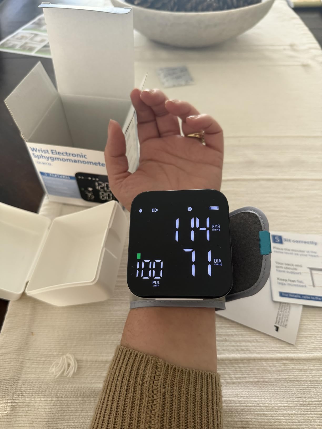 Blood Pressure Monitor Rechargeable 2x90 Memory Machine with Carrying Case | Digital BP Machine, Adjustable Wrist Cuff 5.3-7.6