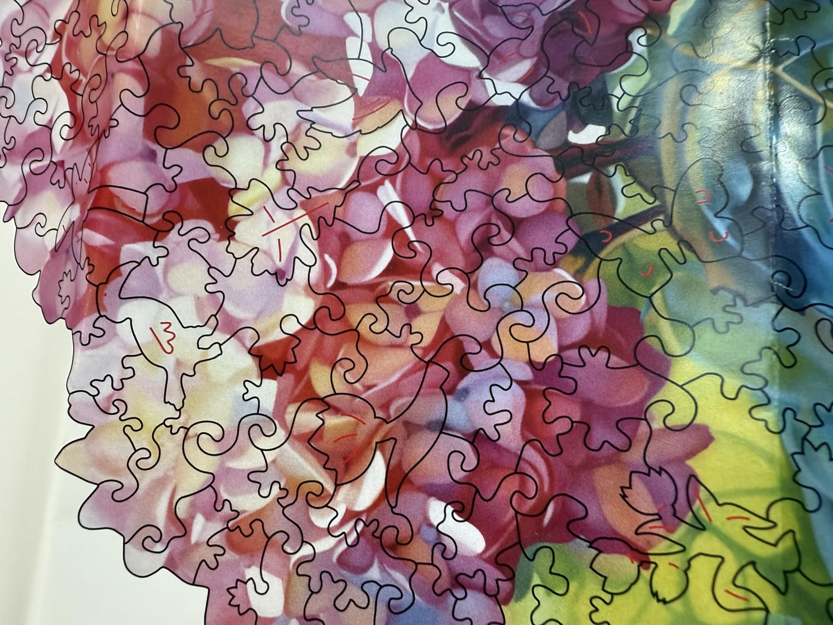 200 Pieces Flowers Wooden Puzzles for Adults 10.23x11.6 Inch | Hydrangea Unique Shaped Wooden Jigsaw Puzzles for Adults, Irregular Adult Wood Puzzle Creative Gift for Family Game customer photo 1