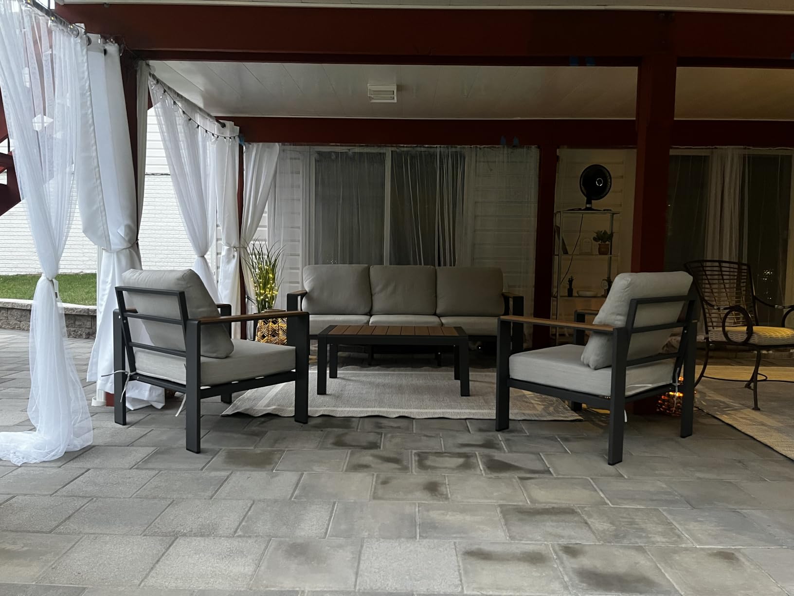 Aluminum Outdoor Patio Furniture Set with Coffee Table, 5 Piece Patio Conversation Sets with Washable Thick Cushions, Outdoor Sectional Furniture Set for Porch, Balcony, Deck, Yard, Graphite customer photo 1