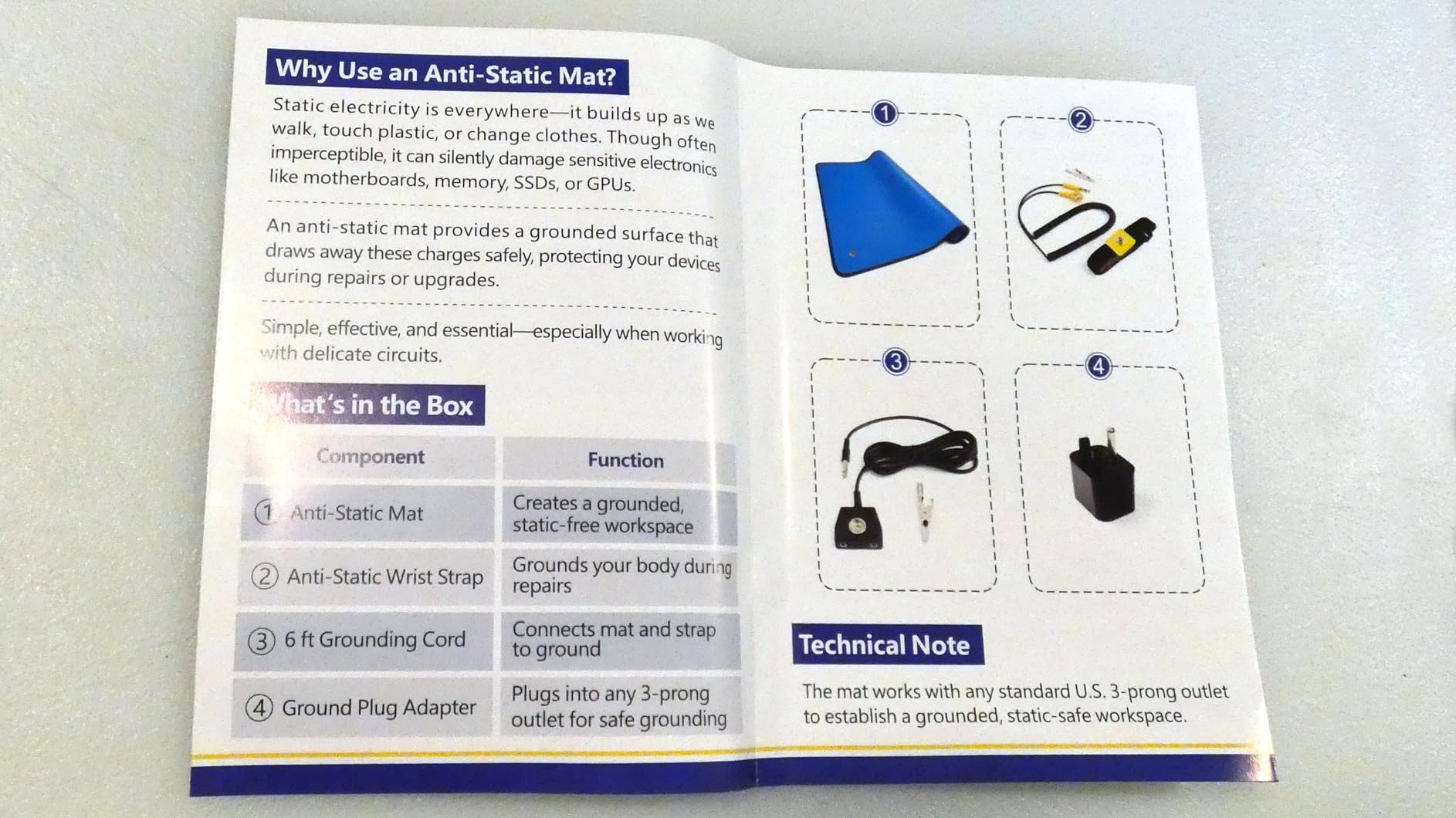 Portable Anti Static ESD Mat Kit, 24