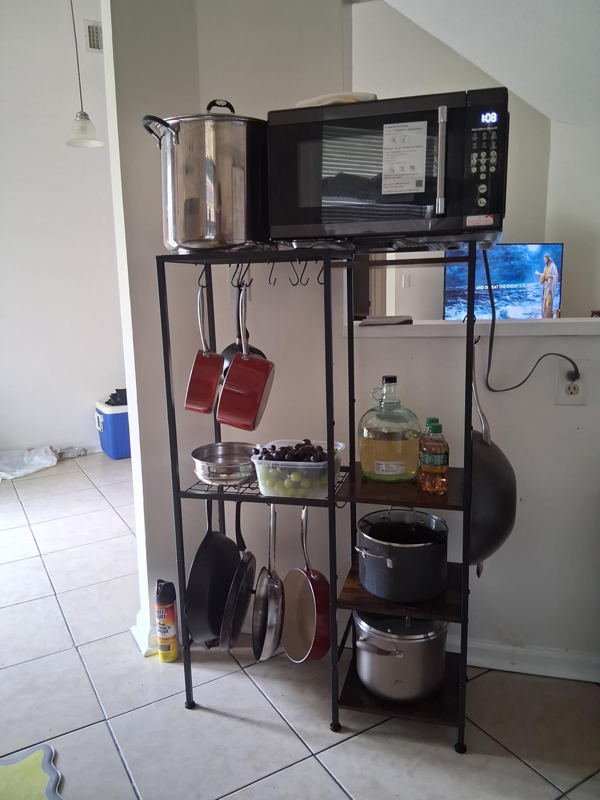 5-Tier Pot and Pan Organizer Rack with Hooks, Heavy-Duty Kitchen Storage Shelf for Cookware, Dishes, and Utensils, Freestanding Metal Pot Rack Organizer for Kitchen, Pantry, or Dining Room customer photo 2