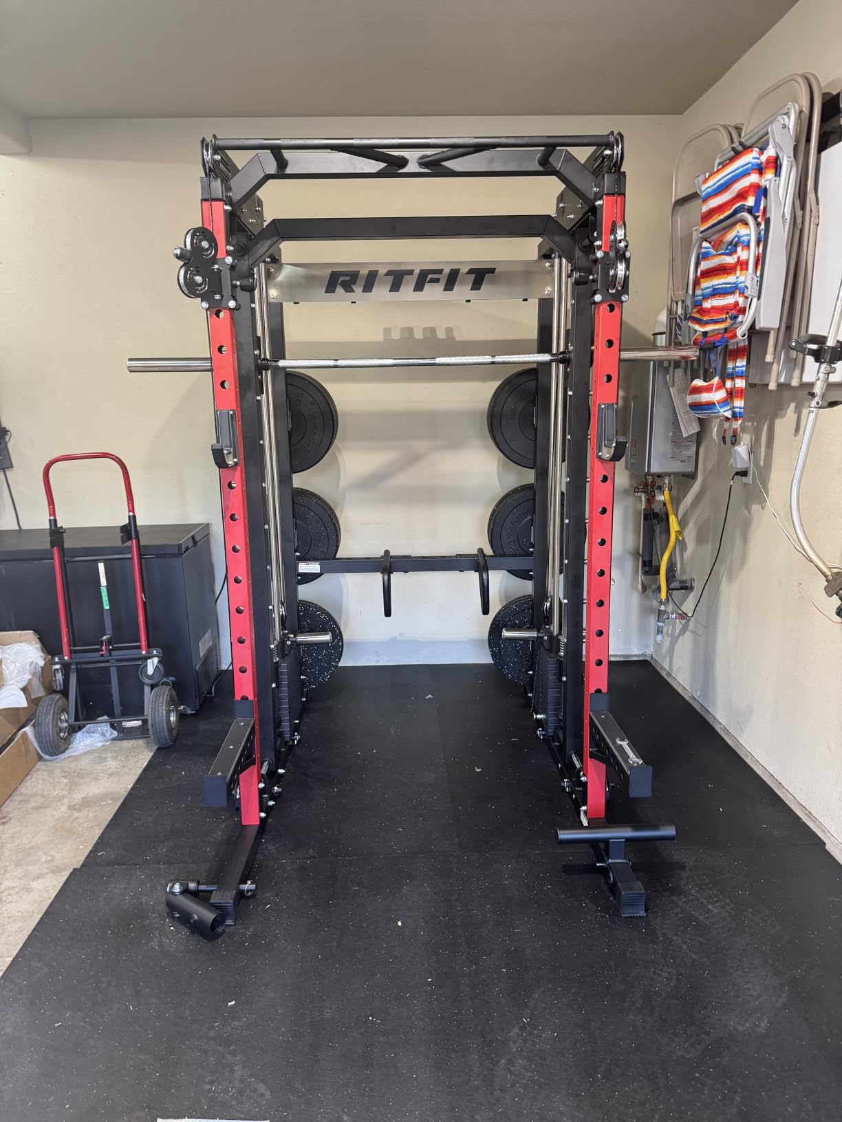 RitFit M2 3D Smith Machine with Steel Weight Stack, 60x60mm Power Cage | All-in-One 286lbs Weight Stack, Cable Crossover, 2000lbs Capacity Power Cage customer photo 1