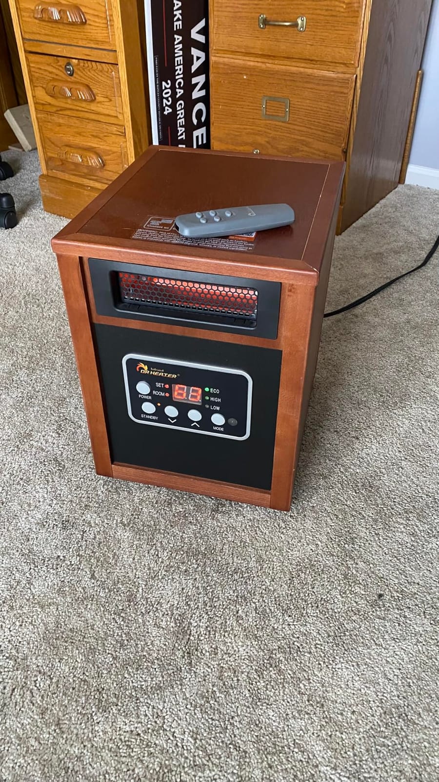 DR. INFRARED HEATER DR-991 Portable Electric Fireplace Space Heater w/Humidifier & Remote, Infrared Heat, 3D Flame Effect, Timer, Quiet, 1500W, ETL Listed, Freestanding, LED Display customer photo 2