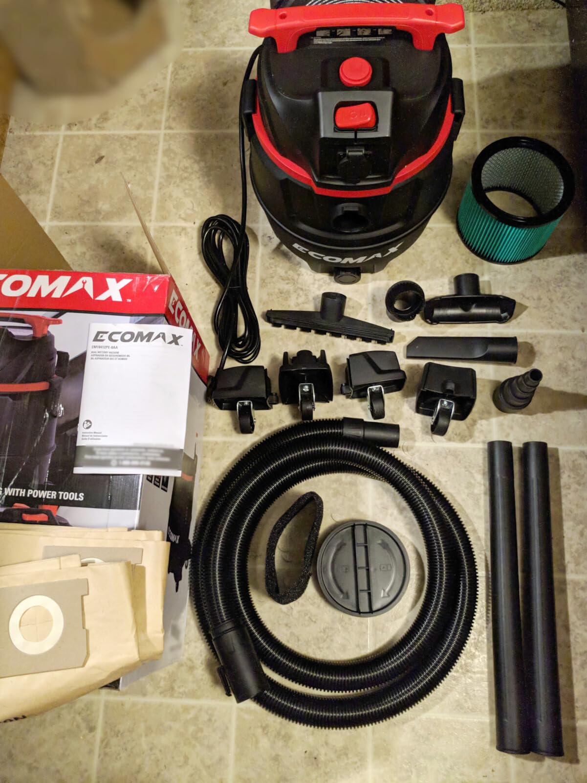 ECOMAX Dust Extractor, Shop Vac, 8 Gal 6.5 HP HEPA Vacuum for Power Tool | Semi-Auto Filter Clean, Dust-Full Indicator, Anti-Static Hose, Poly Tank, for Woodworking, Workshop and Garage customer photo 1