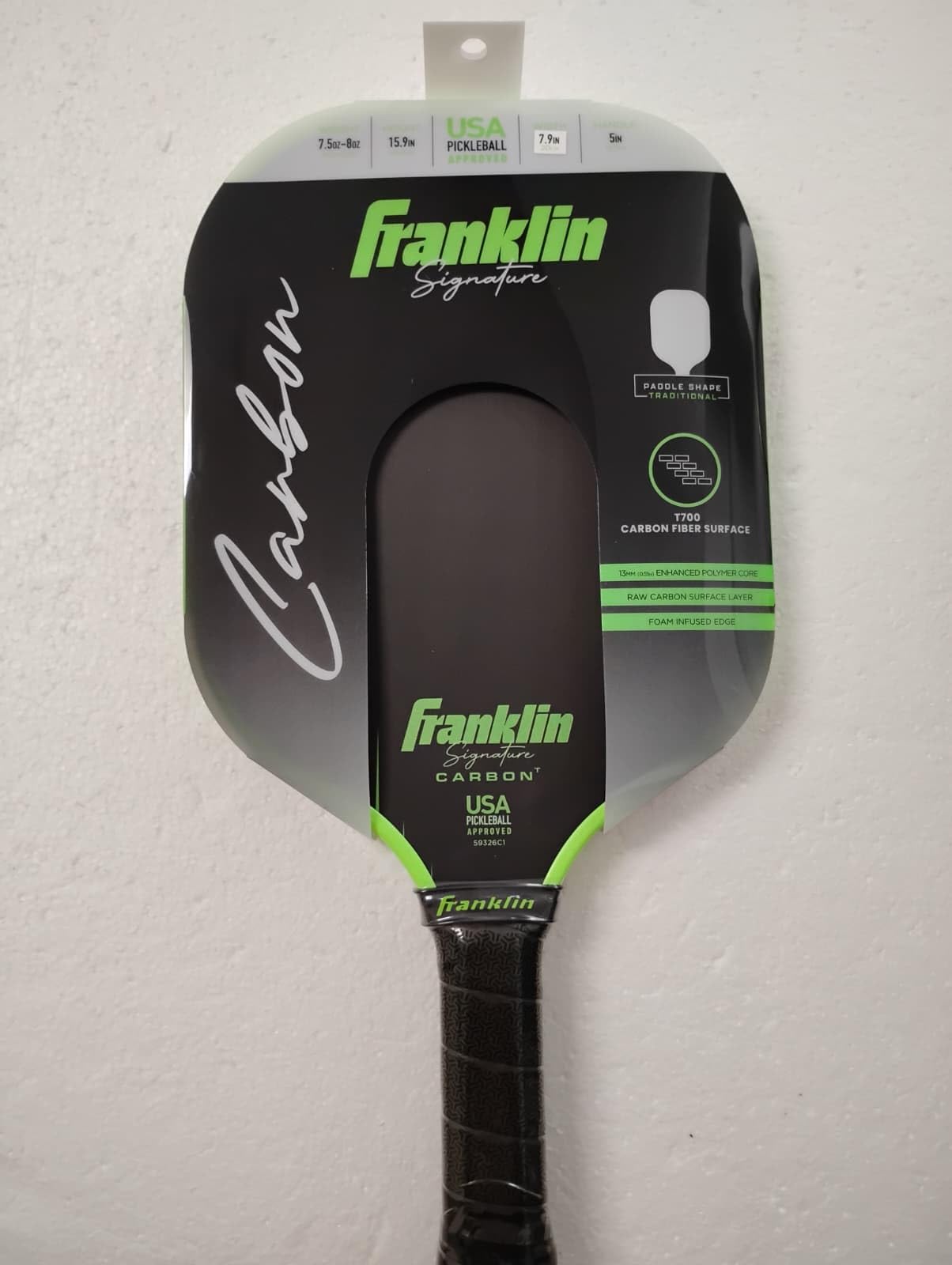 Franklin Sports Signature Carbon Pickleball Paddle 13mm Elongated - Green customer photo 1