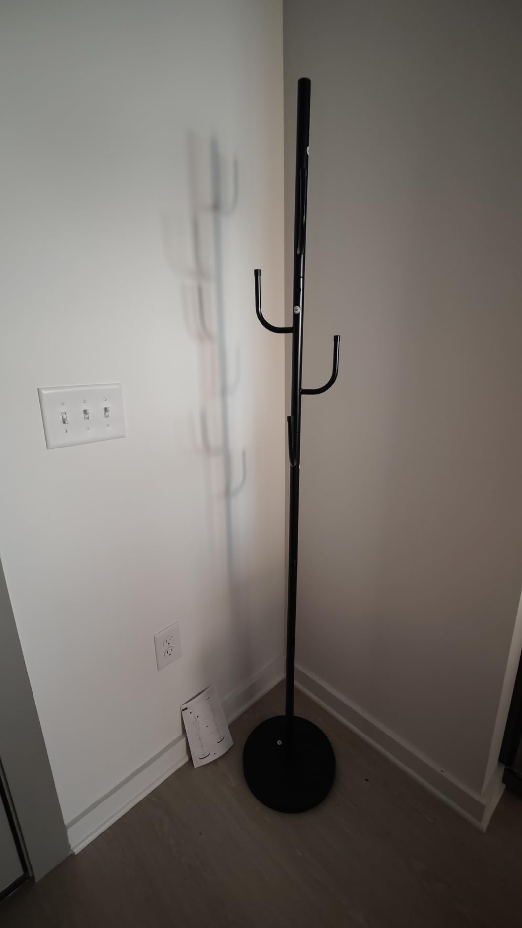 Coat Rack with 8 Hooks, 3 Adjustable Heights, Modern Hall Tree, Sturdy Metal Clothes Stand with Sintered Stone Base for Entryway, Office, Bedroom, for Coats, Hats, Handbags and Scarves, Black customer photo 2
