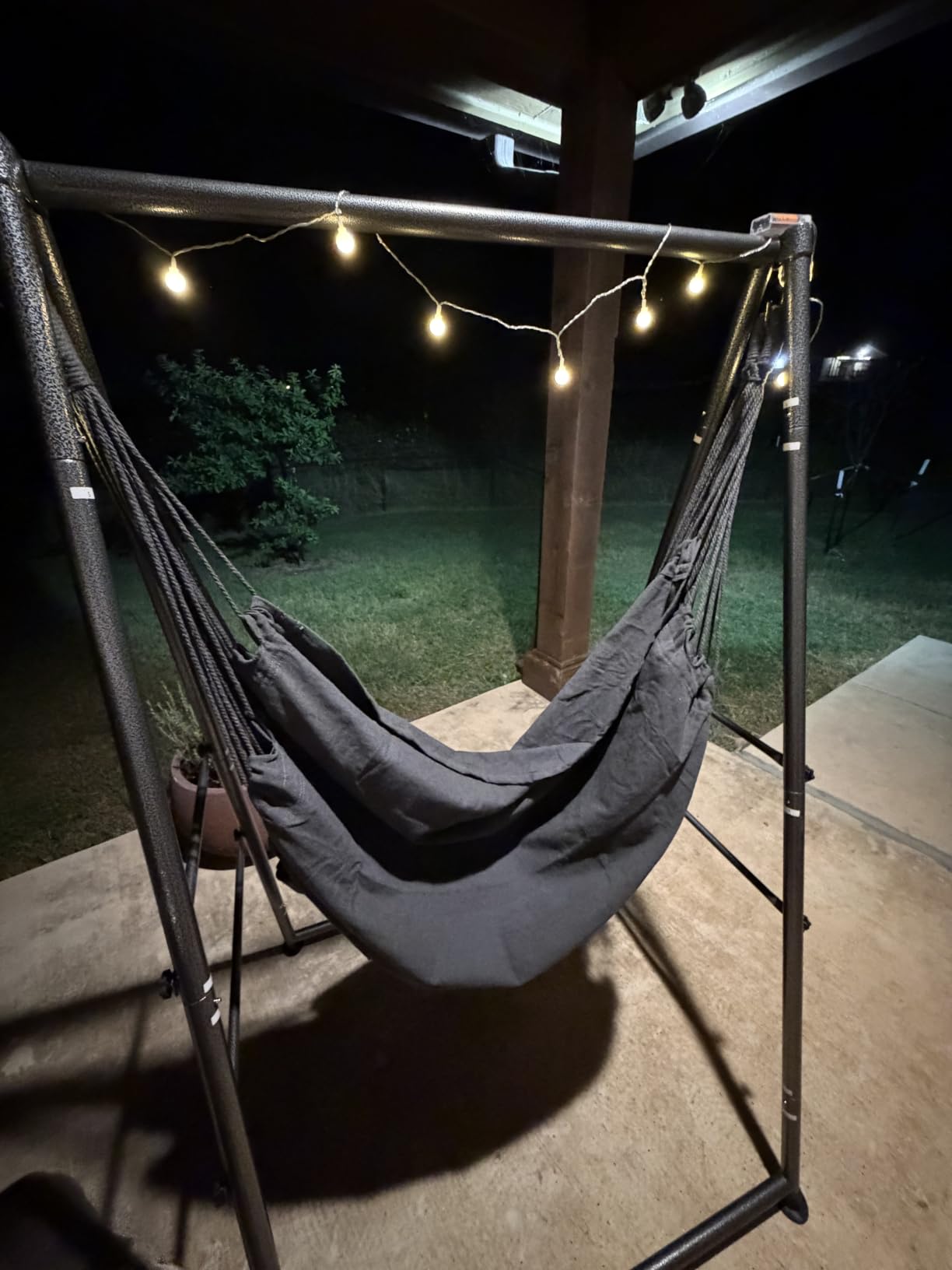 Hammock Chair Stand with X-Large Swing Chair with Footrest, Anti-Tip Thickened Weather-Resistant Iron Pipe Swing Frame, 450Lbs Stand Capacity Quick Assembly for Indoor Outdoor (Dark Grey) customer photo 2
