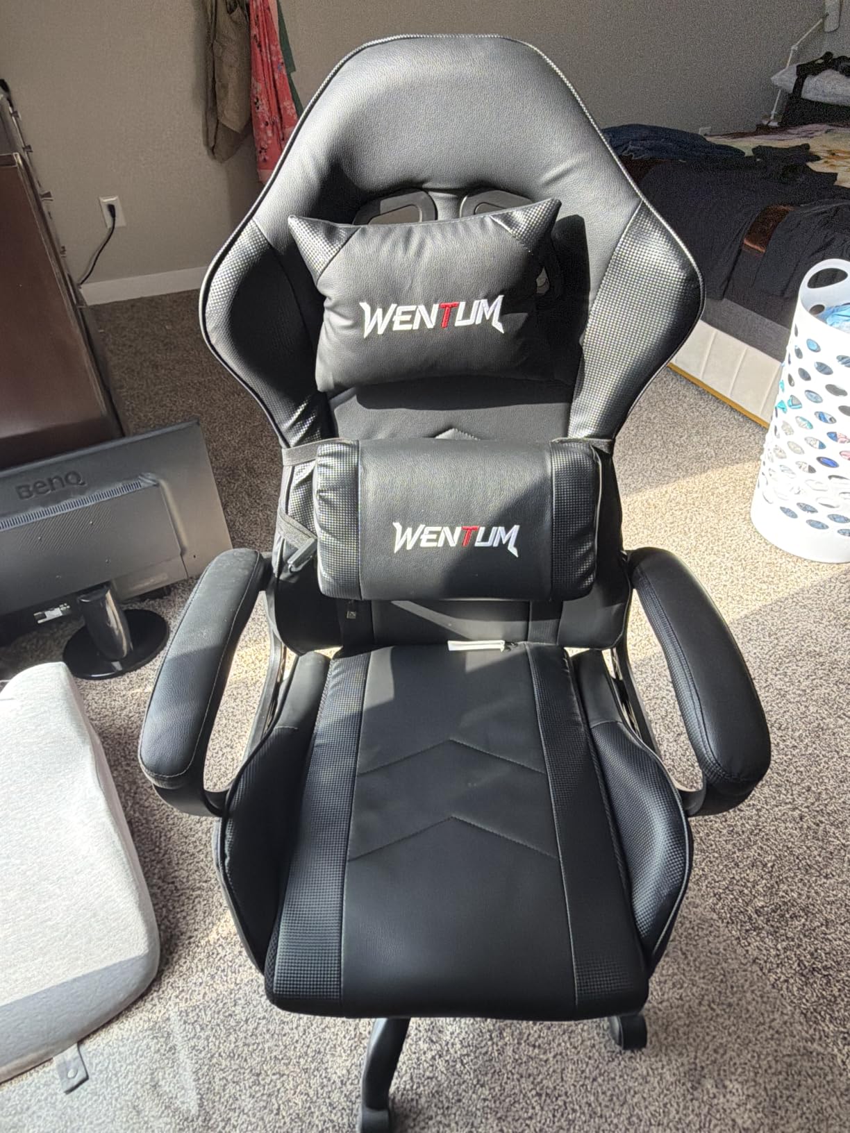 Ergonomic Massage Gaming Chair for Kids Adults, Comfy PU Leather Office Desk Chair with Adjustable Headrest Lumbar Support 360° Swivel, Red customer photo 2