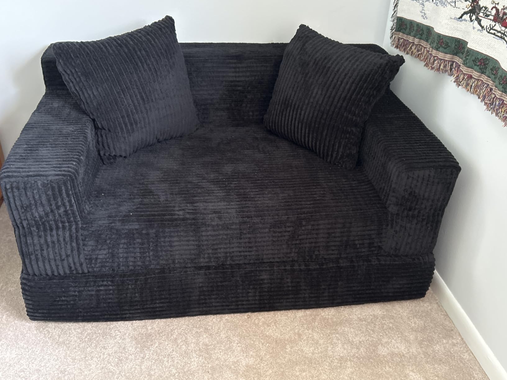 Erament Loveseat Boneless Convertible Sofa Bed, Folding Floor Futon Sleeper Sofa Couch Bed- Boneless Foldable Couch, Corduroy Pull Out Sofa Bed with 2 Pillows for Living Room & Bedroom customer photo 2
