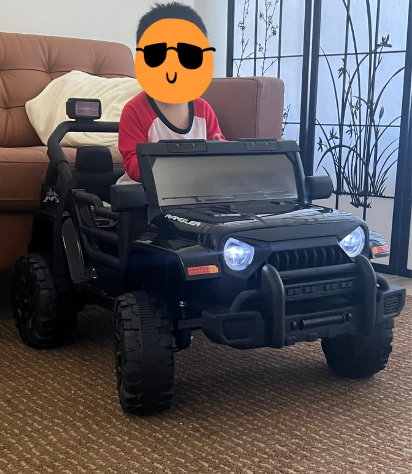 Ride on Police Car, 12V Kids' Electric Vehicles W/Parents Control, Ride on Toys for Toddlers with Music, Four-Wheels Suspension, USB, Headlights, Police Car customer photo 1