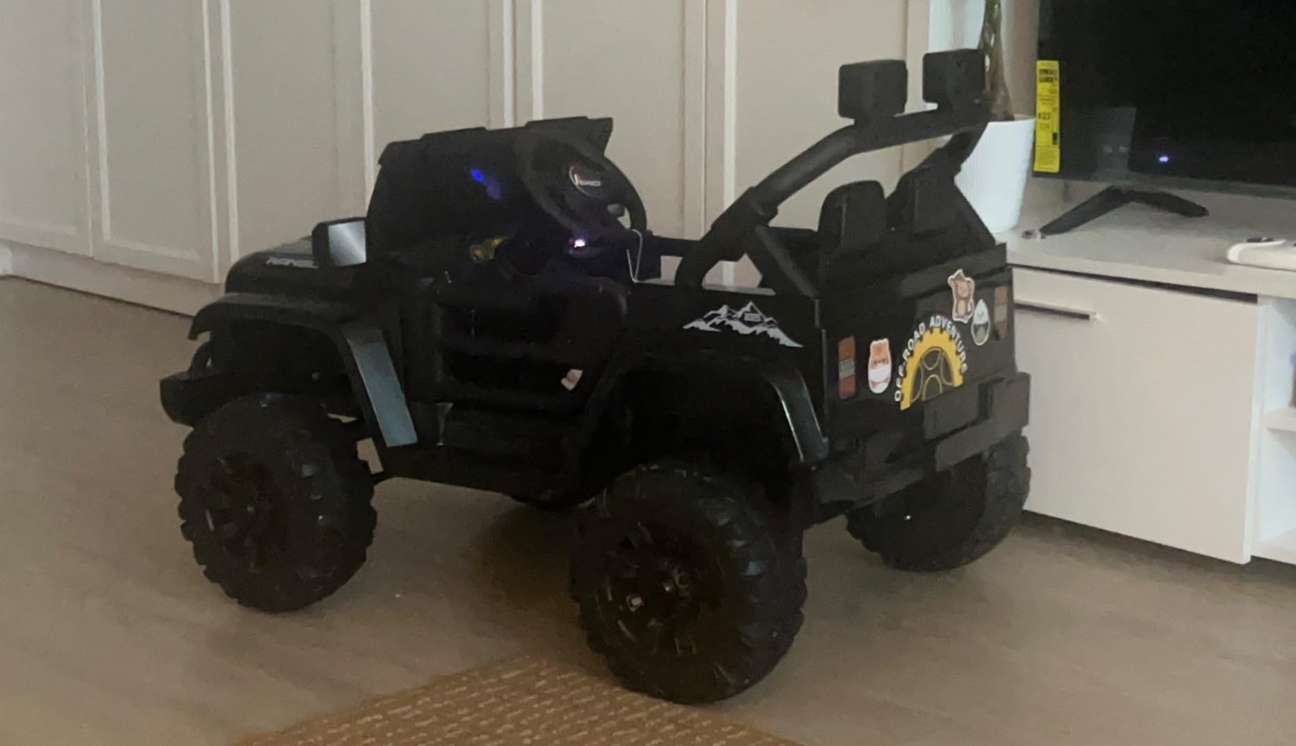 Ride on Police Car, 12V Kids' Electric Vehicles W/Parents Control, Ride on Toys for Toddlers with Music, Four-Wheels Suspension, USB, Headlights, Police Car customer photo 2