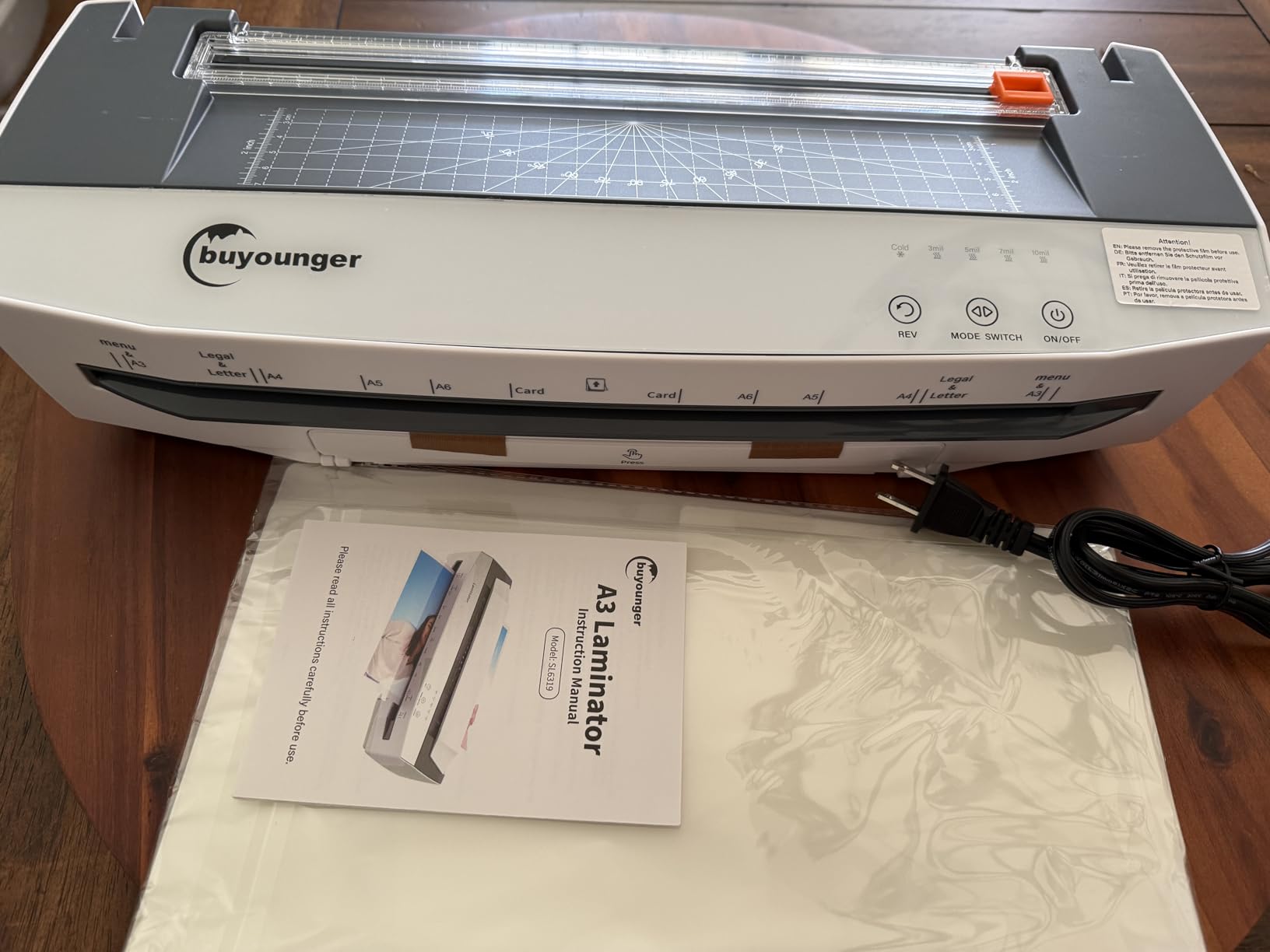 Buyounger 3-10mil Commercial Laminator, 4-Roller 13 Inch Set with 50 Sheets | 1000mm/min Speed, 1 Min Warmup, REV Auto Reverse Jam Free, Hot Cold Modes, NTC Temp Control, All-in-1 for Office School Home customer photo 2