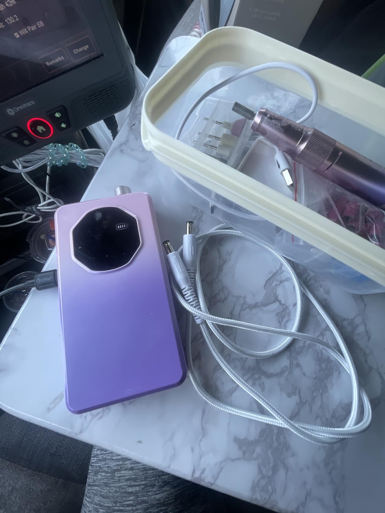 SAVILAND Nail Drill Professional 40000RPM 30S Fast Removal for Acrylic Nail | Low noise running, 4000mAh battery Long-Lasting, Complete drill bit set, Salon&mobile tech use, LCD display, Gradient Purple customer photo 1