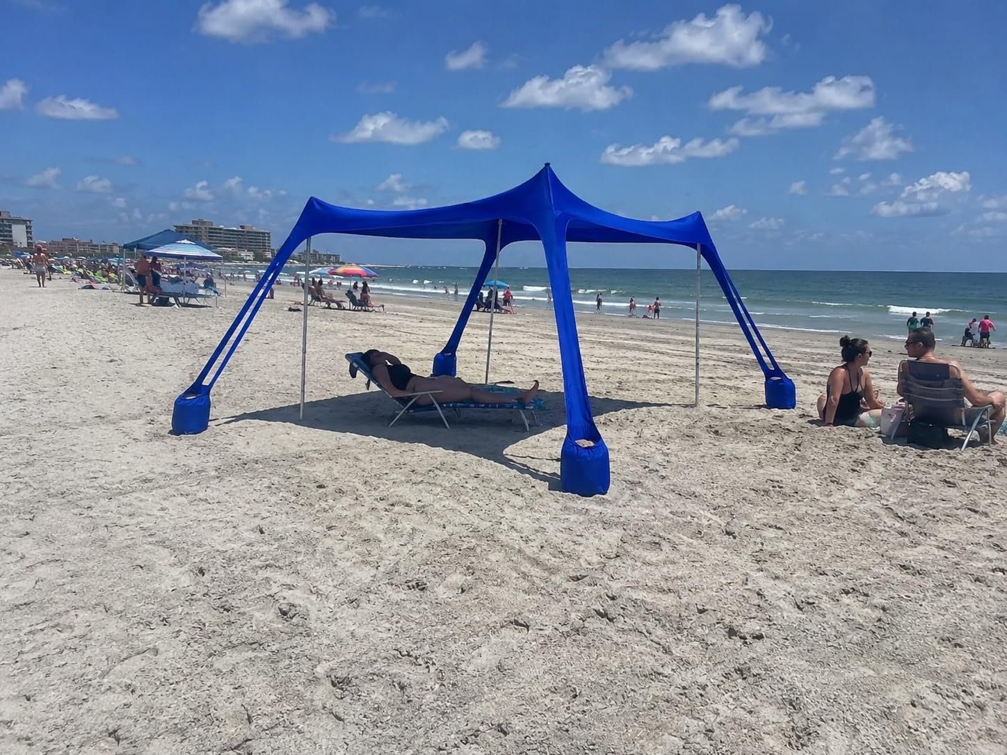 Beach Tent Sun Shelter 10x10FT, UPF 50+ Beach Shade Canopy with 8 Sandbags | 6.6FT Tall, 4 Stability Poles, 8 stakes, Easy Setup, Portable Outdoor Shade for Camping, Fishing, Backyard, Picnics customer photo 1